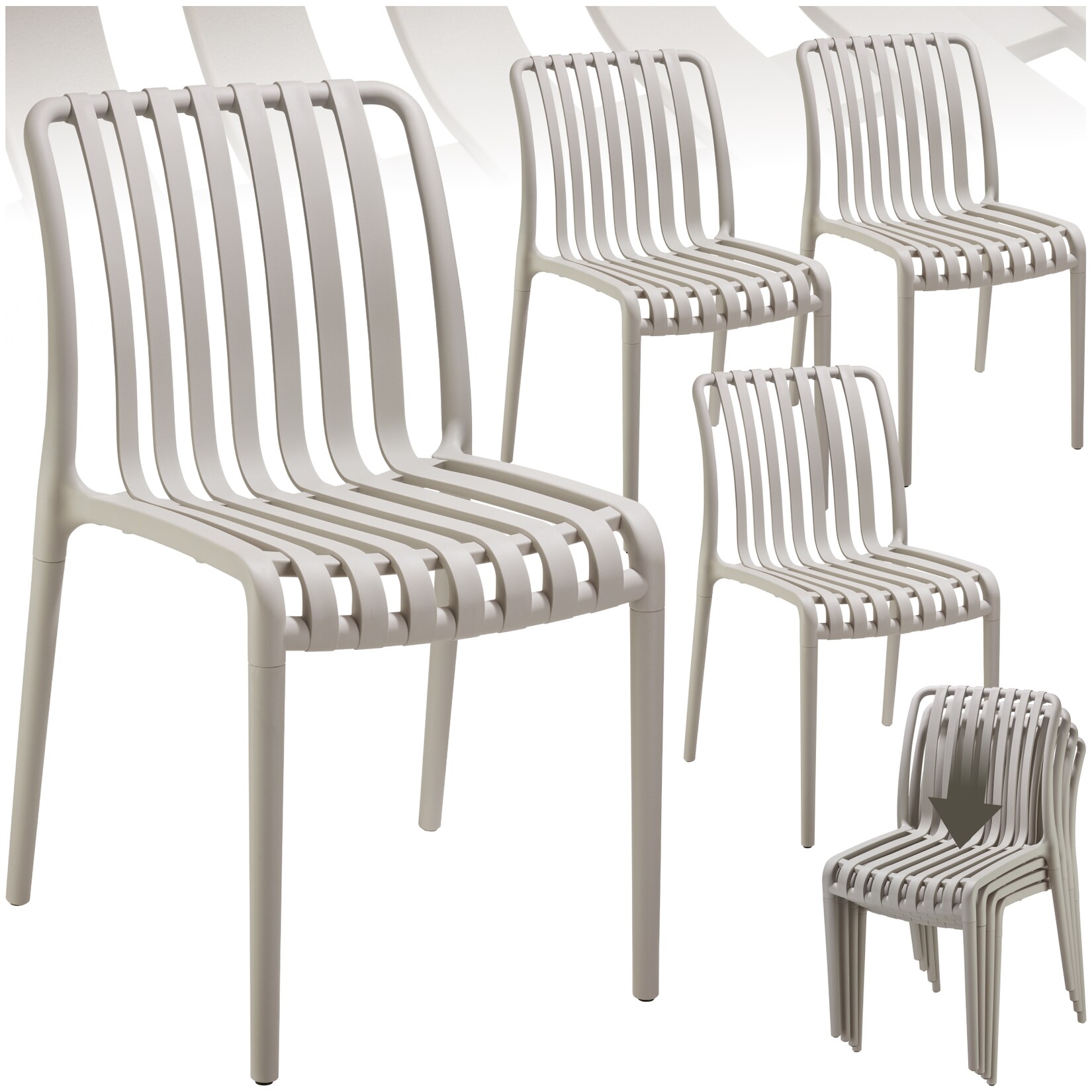 tectake® Gartenstühle, wetterfest und UV-beständig, rutschfeste Gummischoner, 47 x 58 x 80,5 cm, Belastbarkeit 110 kg