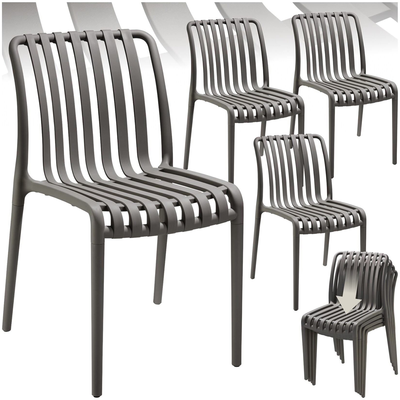 tectake® Gartenstühle, wetterfest und UV-beständig, rutschfeste Gummischoner, 47 x 58 x 80,5 cm, Belastbarkeit 110 kg
