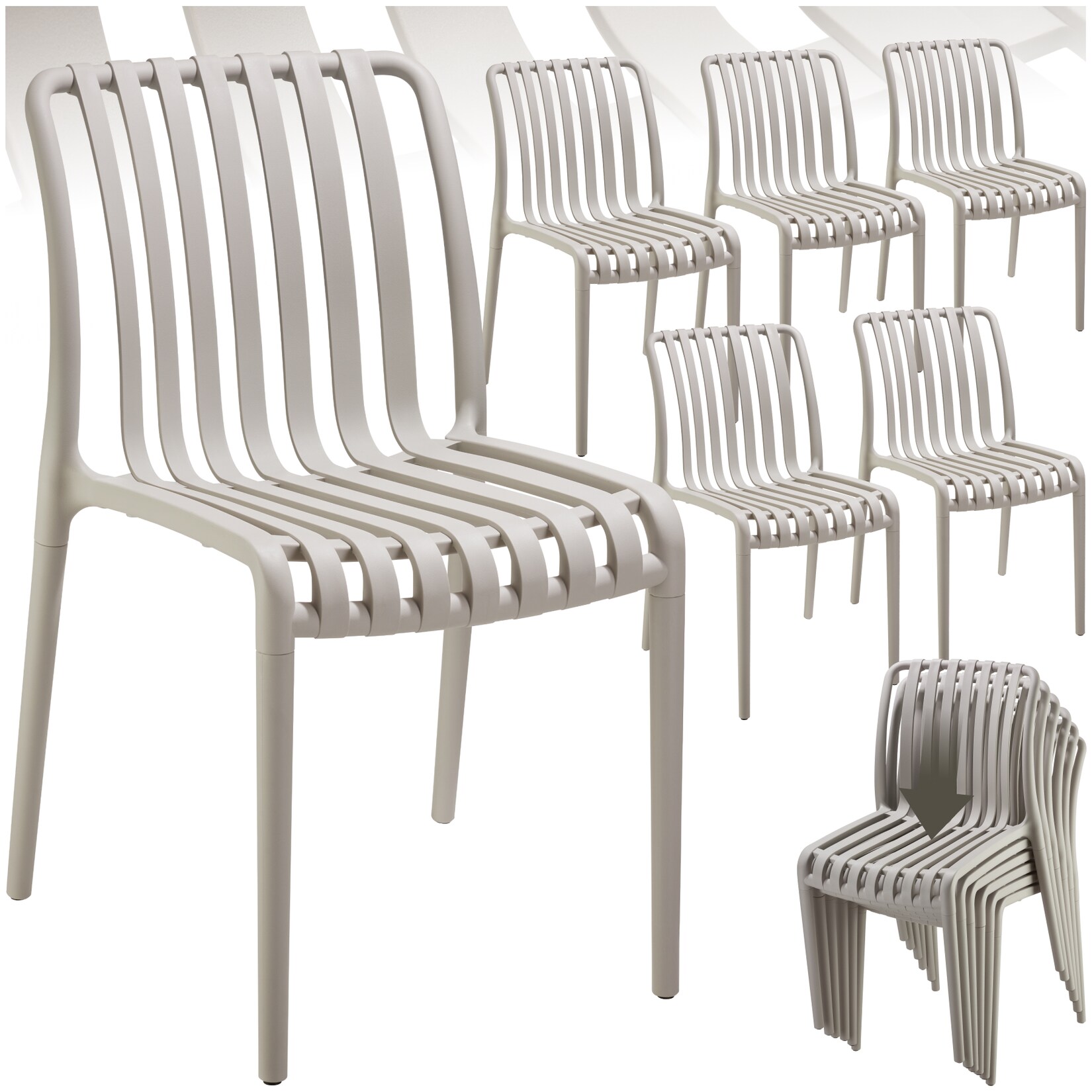 tectake® Gartenstühle, wetterfest und UV-beständig, rutschfeste Gummischoner, 47 x 58 x 80,5 cm, Belastbarkeit 110 kg