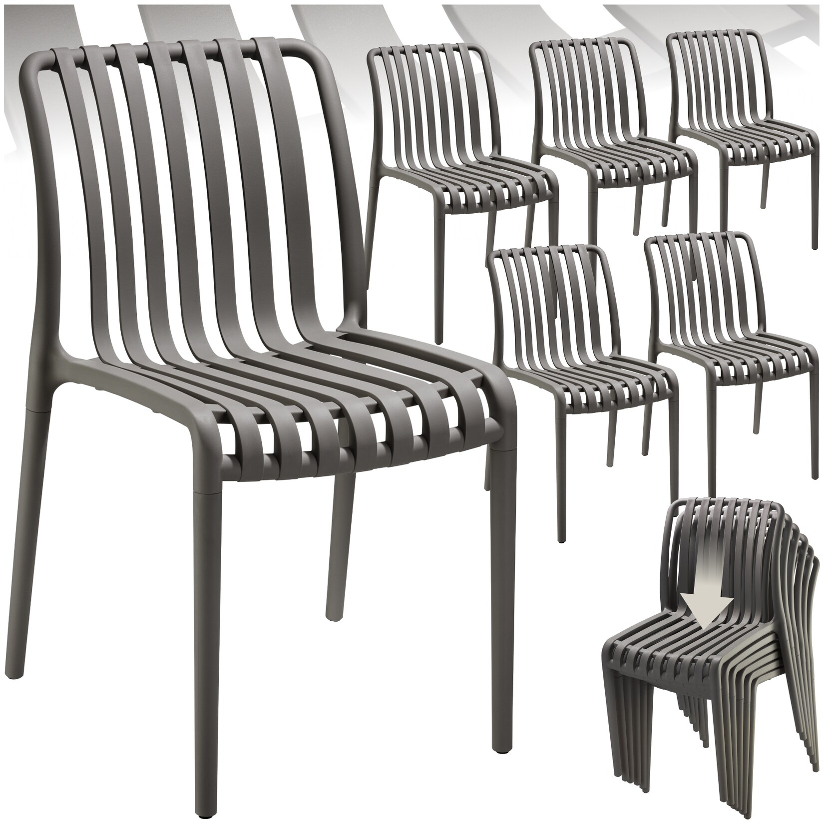 tectake® Gartenstühle, wetterfest und UV-beständig, rutschfeste Gummischoner, 47 x 58 x 80,5 cm, Belastbarkeit 110 kg