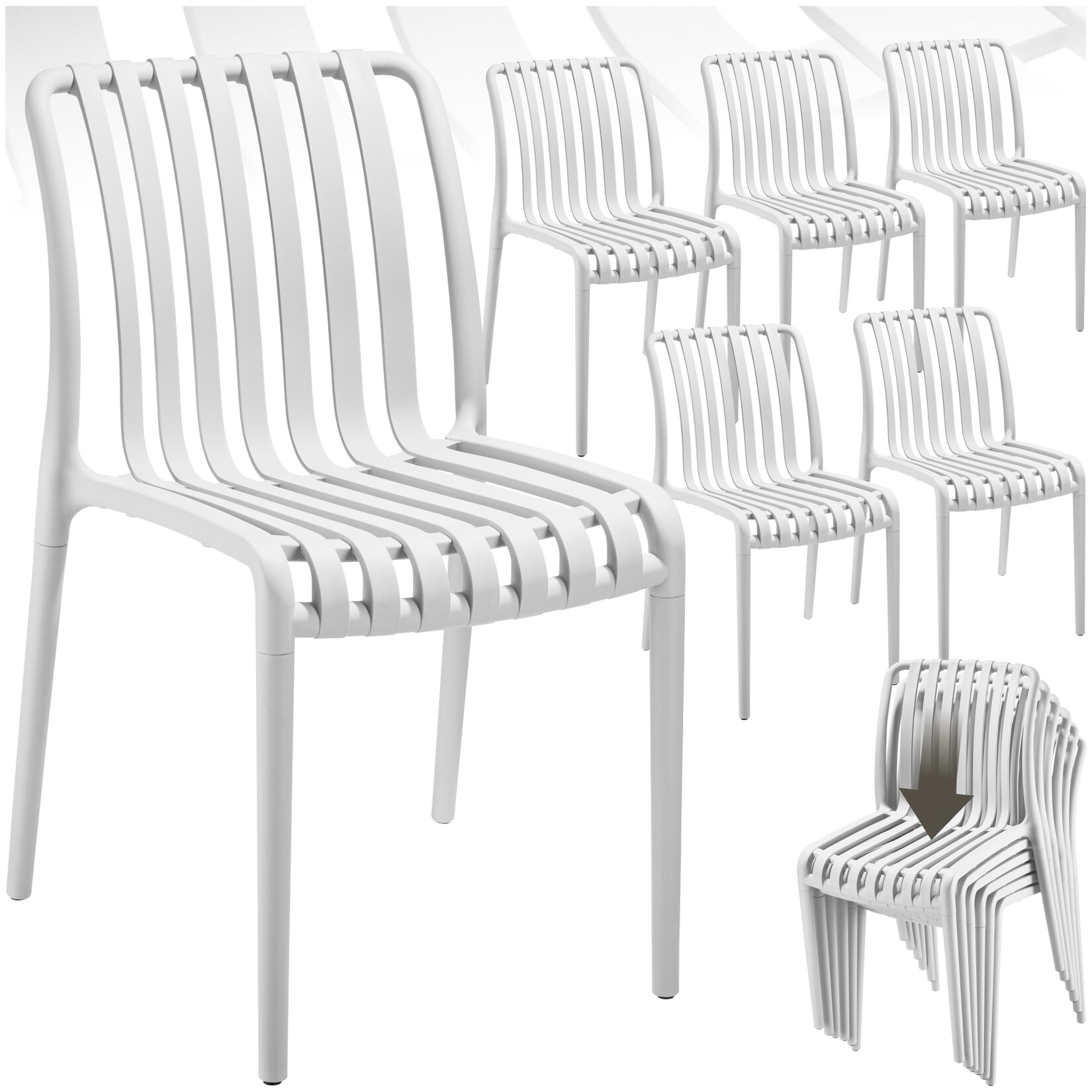 tectake® Gartenstühle, wetterfest und UV-beständig, rutschfeste Gummischoner, 47 x 58 x 80,5 cm, Belastbarkeit 110 kg