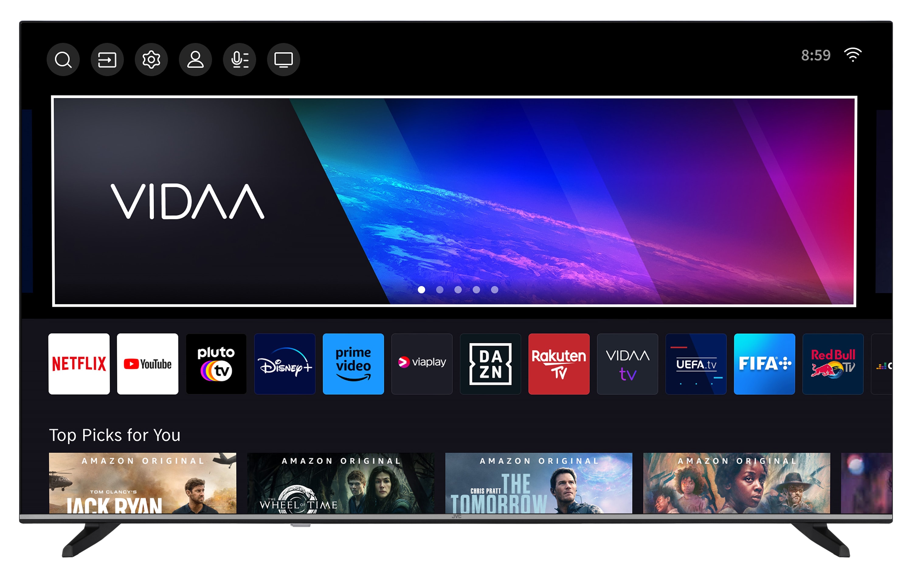 JVC Fernseher 43 Zoll Smart TV VIDAA LT-43VDF5455 Full HD Fernseher, HDR TV mit Triple-Tuner | 04975769485220