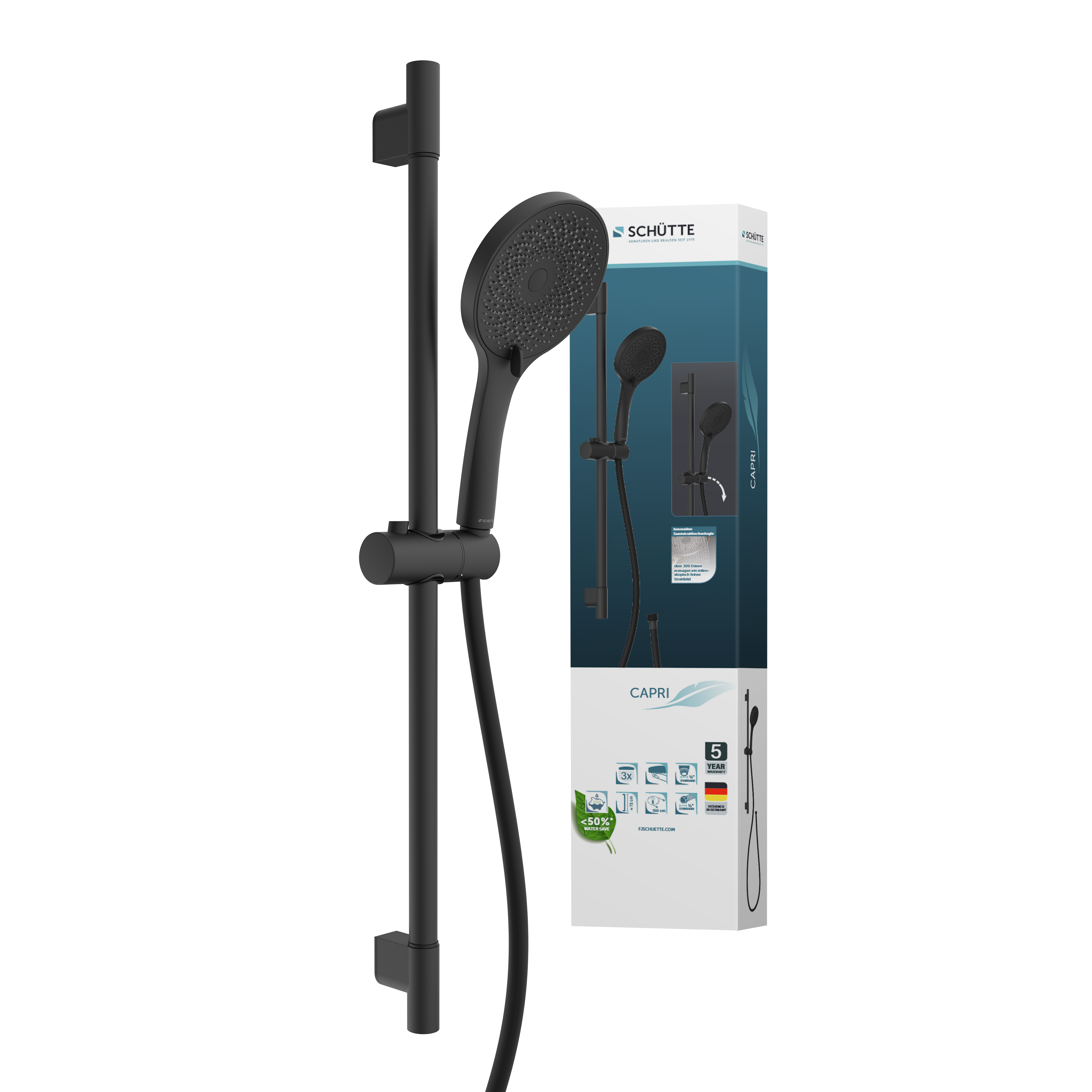 CAPRI Stangenbrause-Set, Schwarz matt - Bild 1