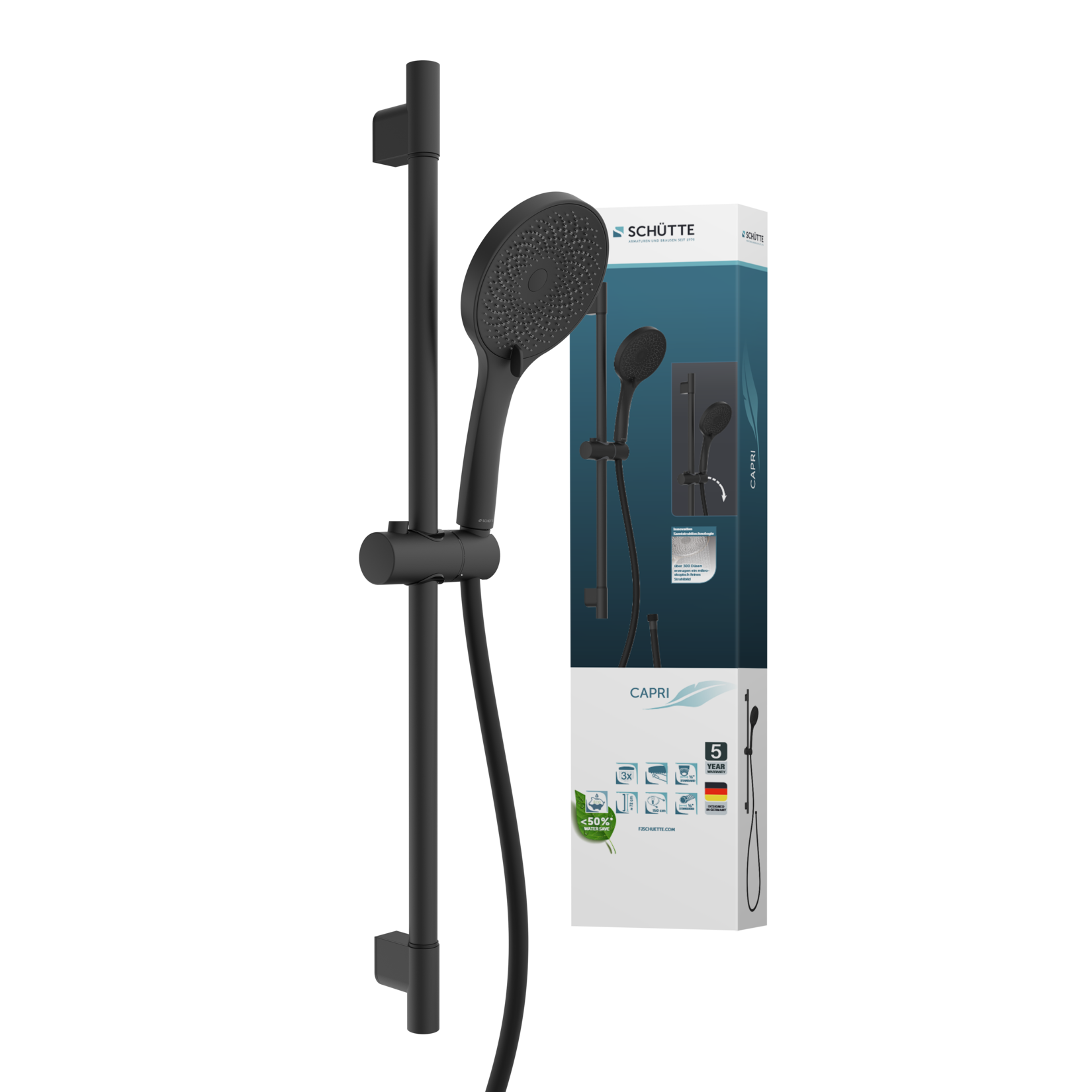CAPRI Stangenbrause-Set, Schwarz matt | 04008431642963