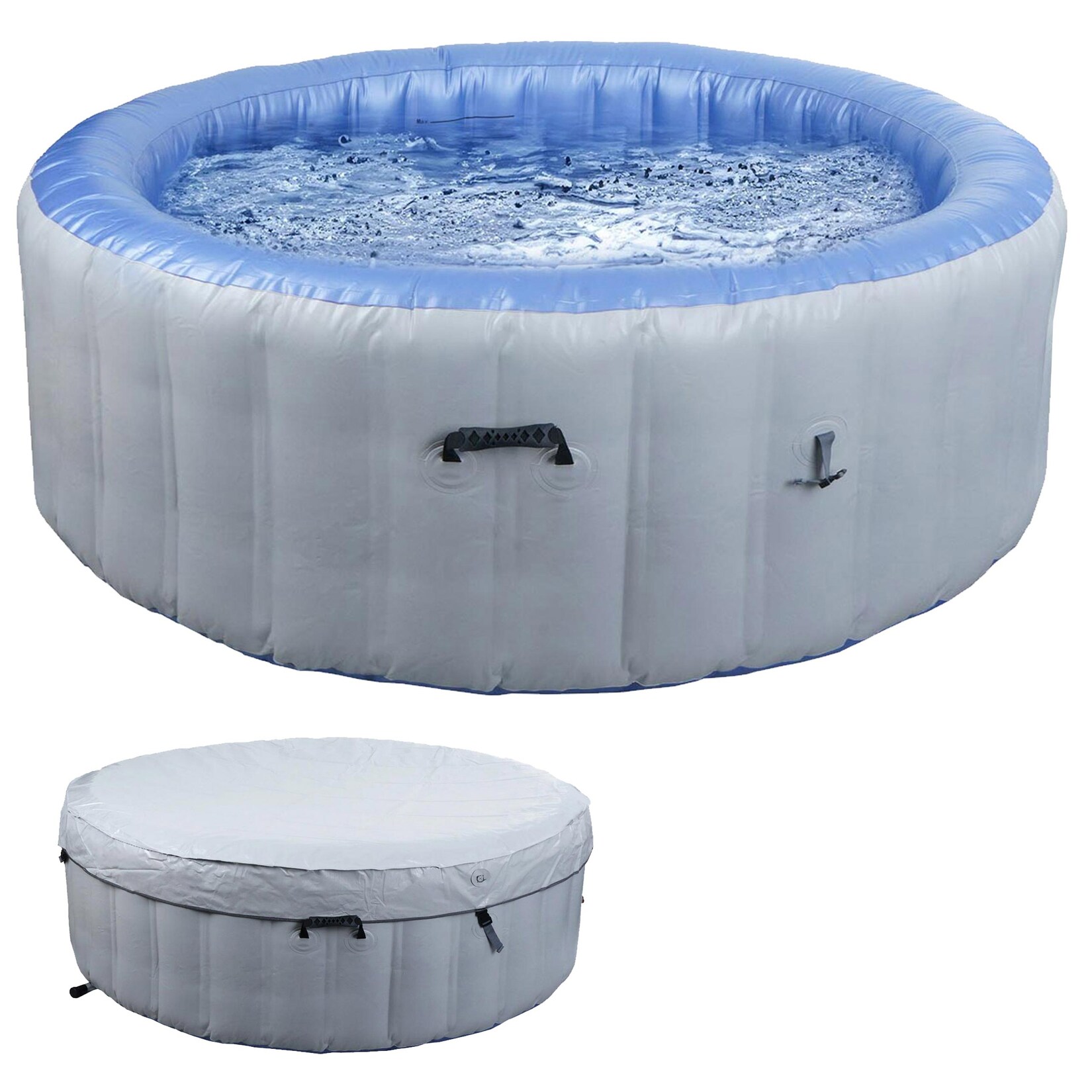 Whirlpool MCW-N97, Ersatz-Pool 5 Personen, In-/Outdoor aufblasbar PVC laminiert, rund Ø198cm, grau-blau