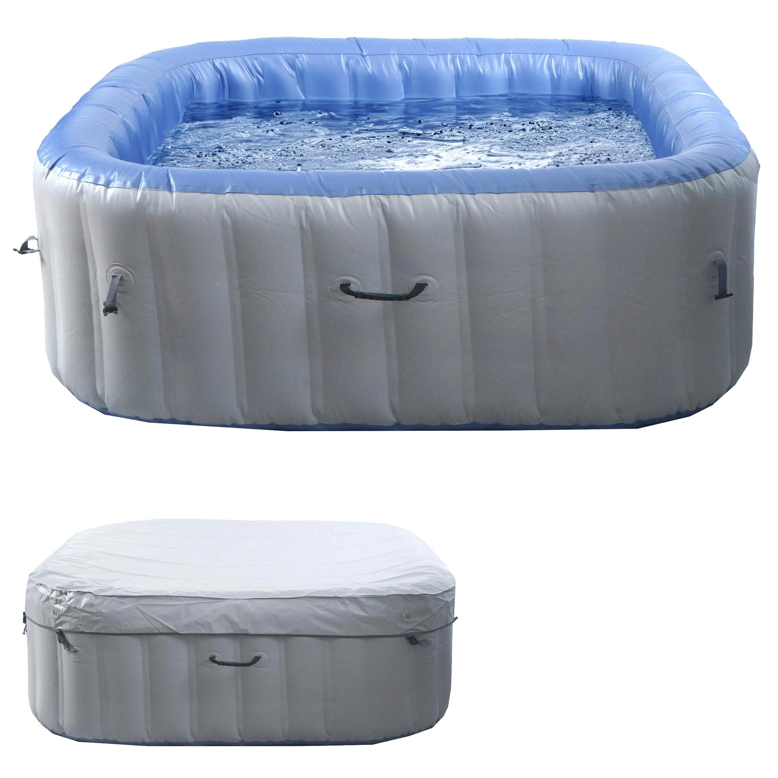 Whirlpool MCW-N97, Ersatz-Pool 6 Personen, In-/Outdoor aufblasbar PVC laminiert, eckig 198cm, grau-blau - Bild 1