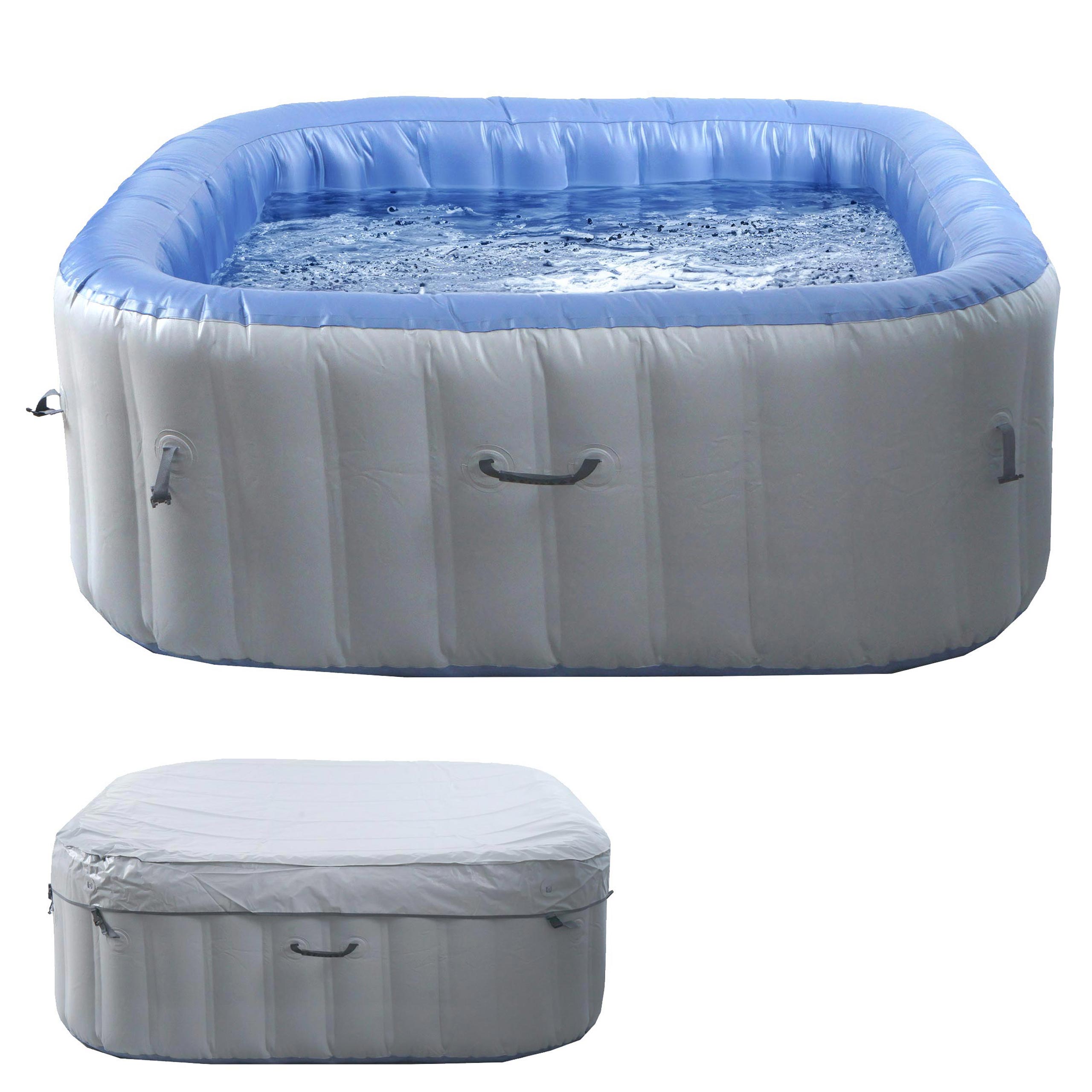 Whirlpool MCW-N97, Ersatz-Pool 5 Personen, In-/Outdoor aufblasbar PVC laminiert, eckig 180cm, grau-blau - Bild 1