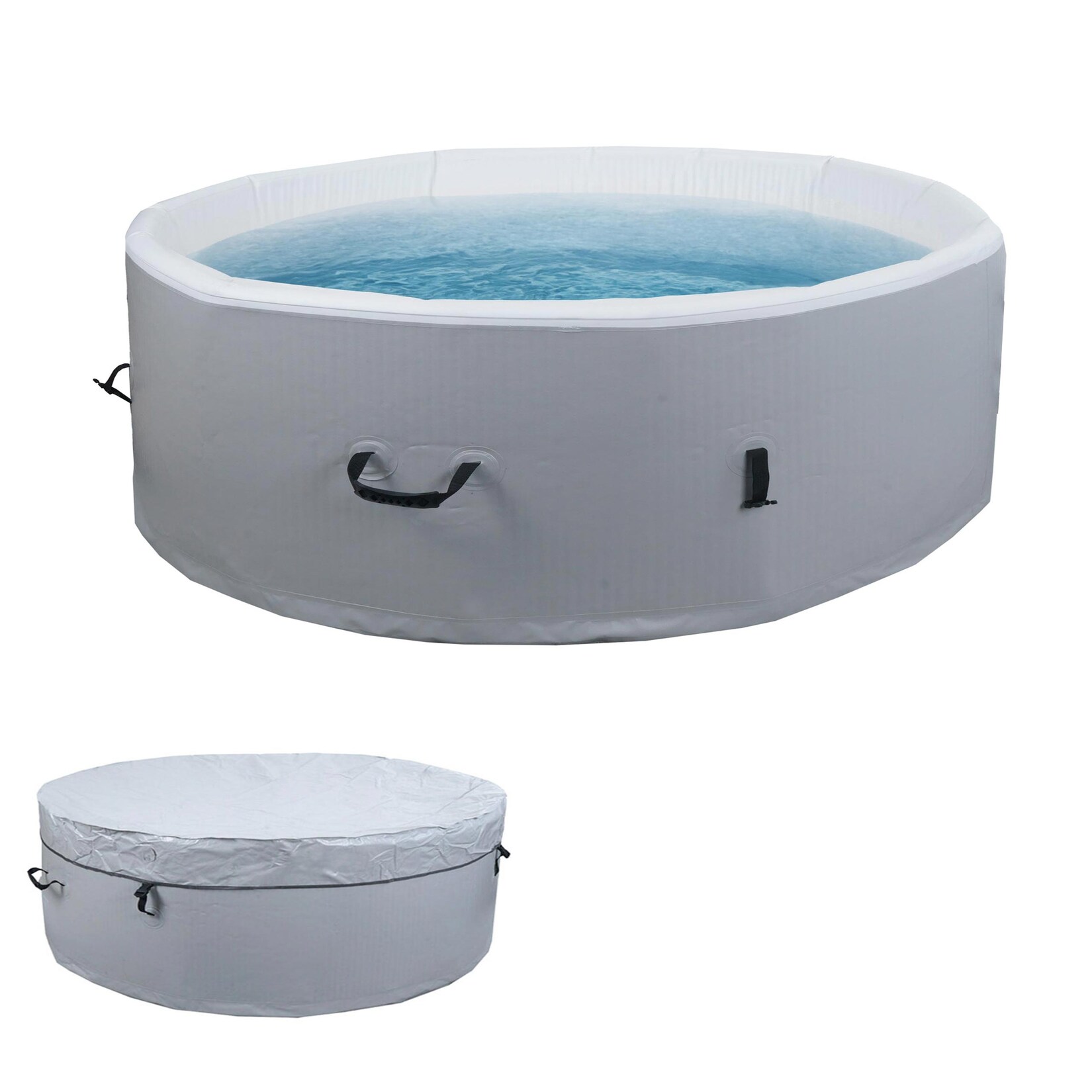 Whirlpool MCW-N97, Ersatz-Pool 5 Personen, In-/Outdoor aufblasbar Dropstitch-Gewebe, rund Ø180cm grau-weiß