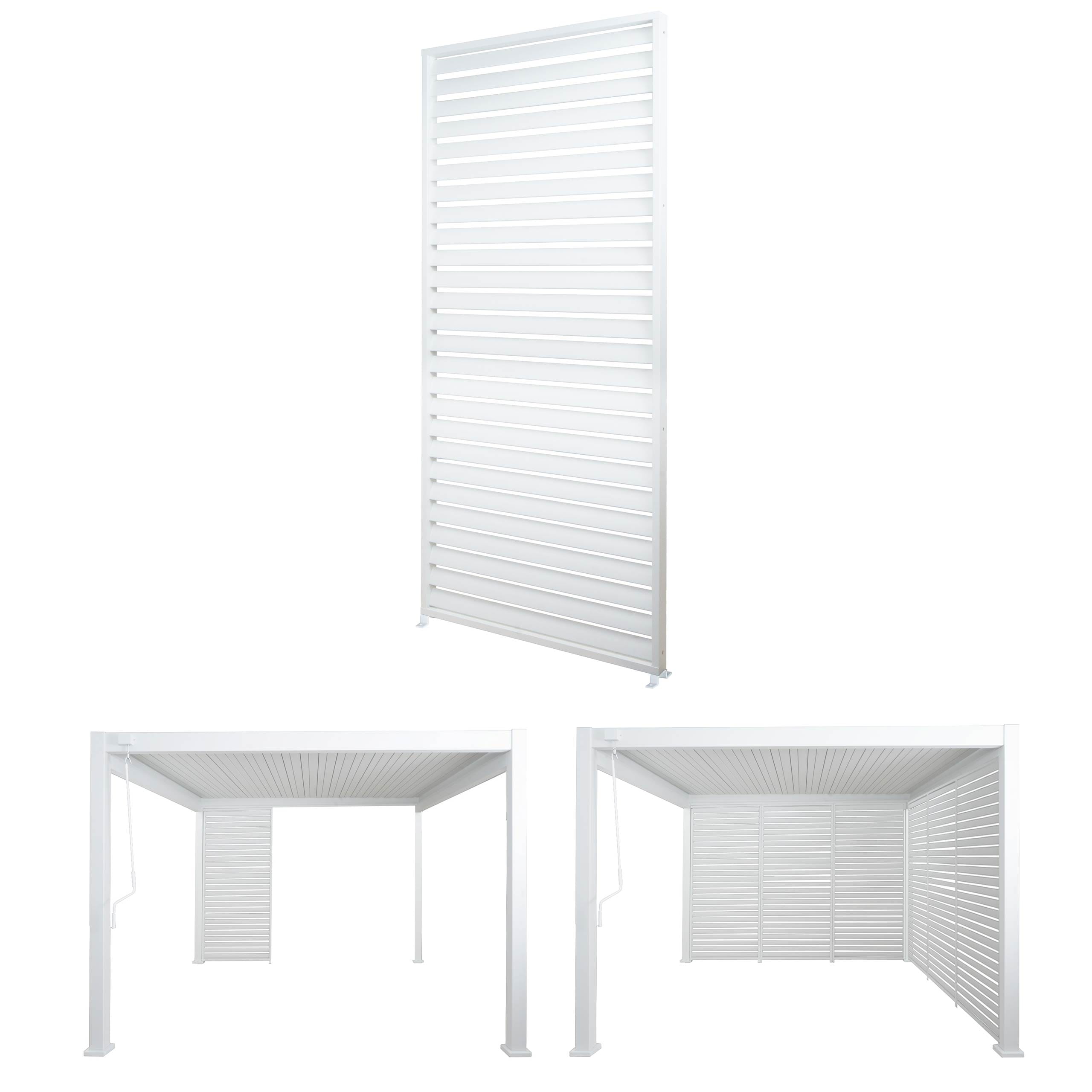 Aluminium Lamellenwand f&uuml;r Pergola MCW-N94 3x3m, Lamellenpaneel Modul Seitenwand Sichtschutz, 213x94cm ~ wei&szlig; - Bild 1