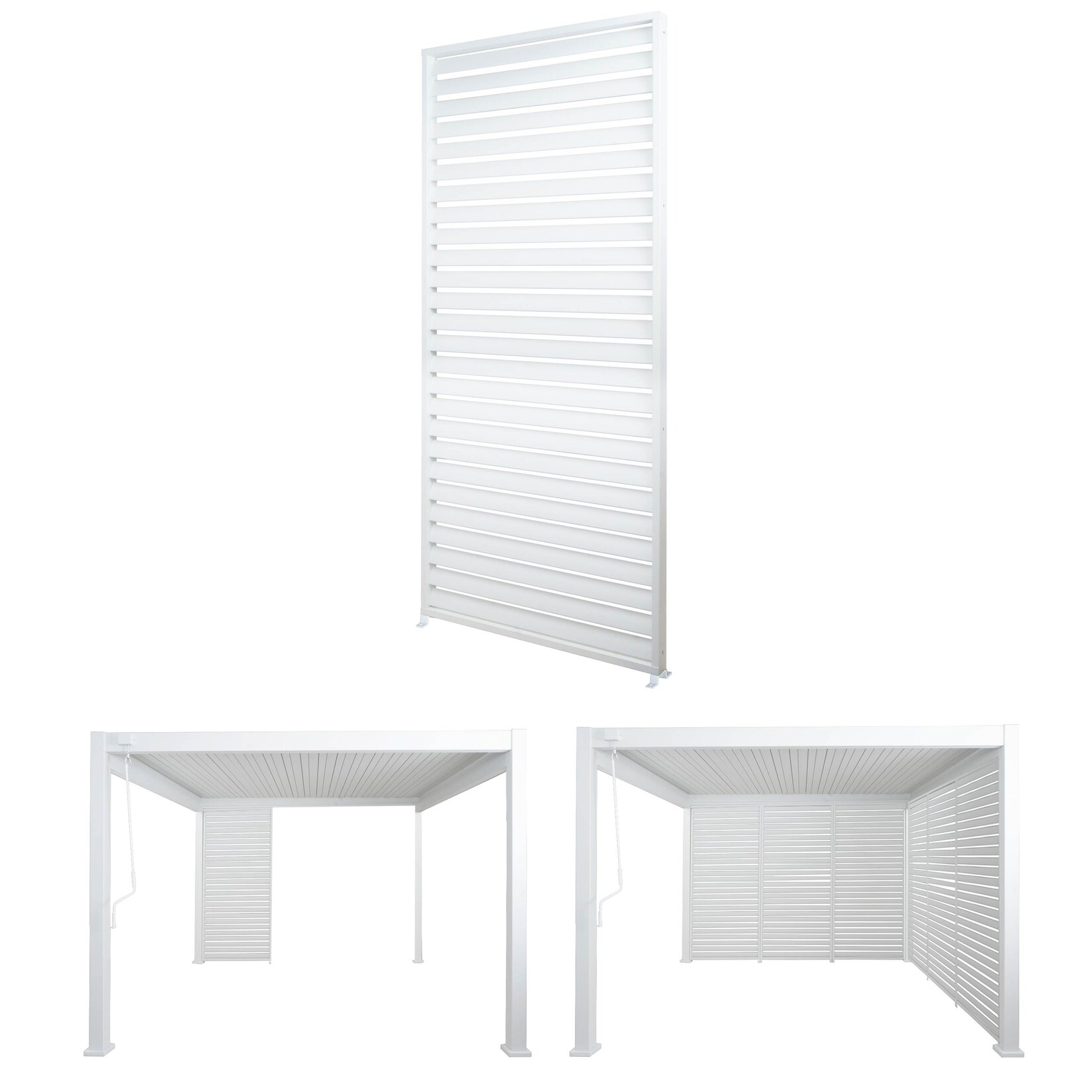 Aluminium Lamellenwand für Pergola MCW-N94 3x3m, Lamellenpaneel Modul Seitenwand Sichtschutz, 213x94cm ~ weiß