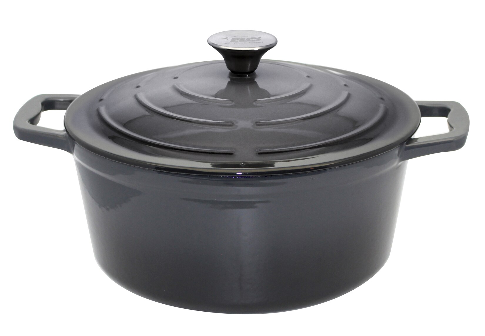 Runder Bräter 26 cm Gusseisen, grau