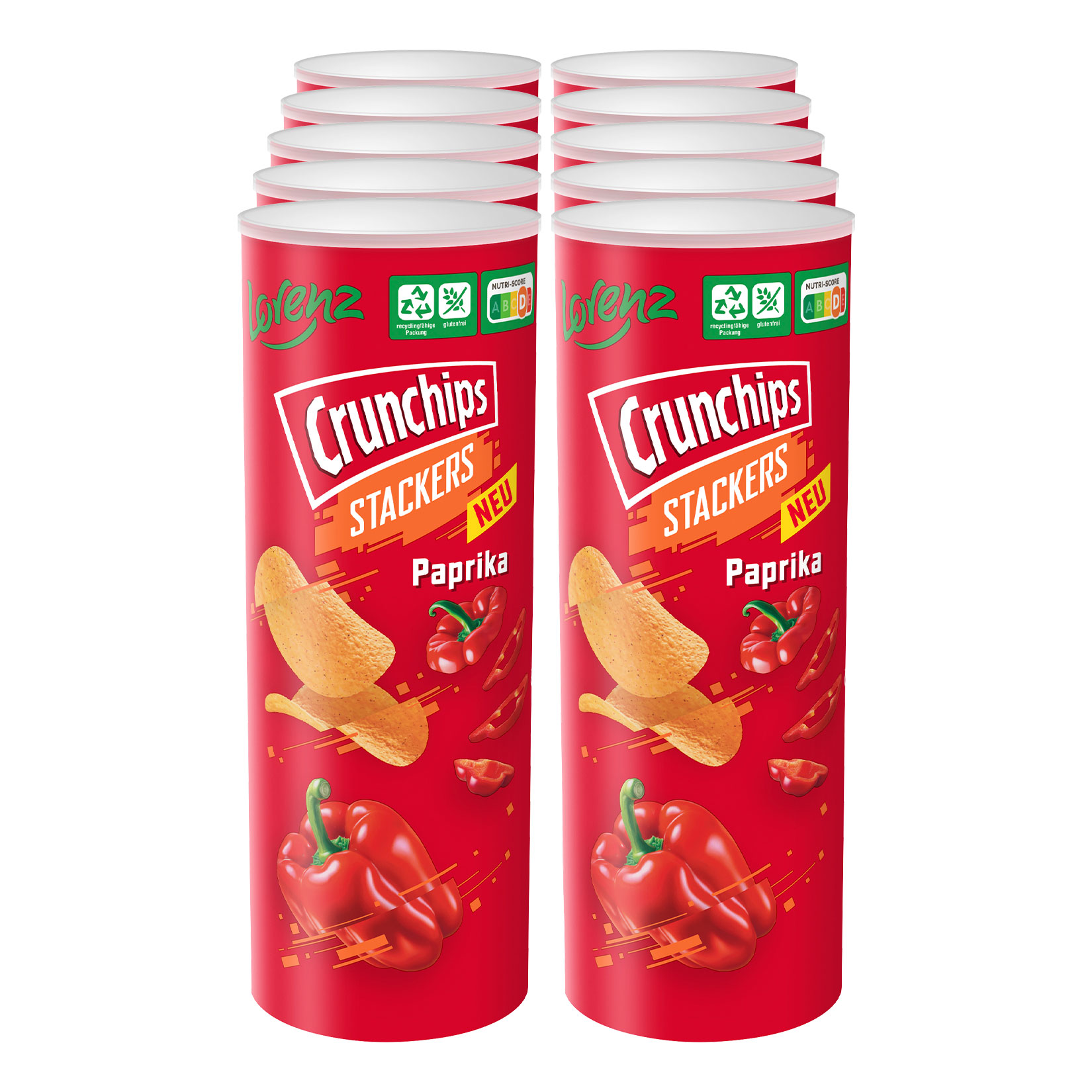 Lorenz Crunchips Stackers Paprika 175 g, 10er Pack - Bild 1