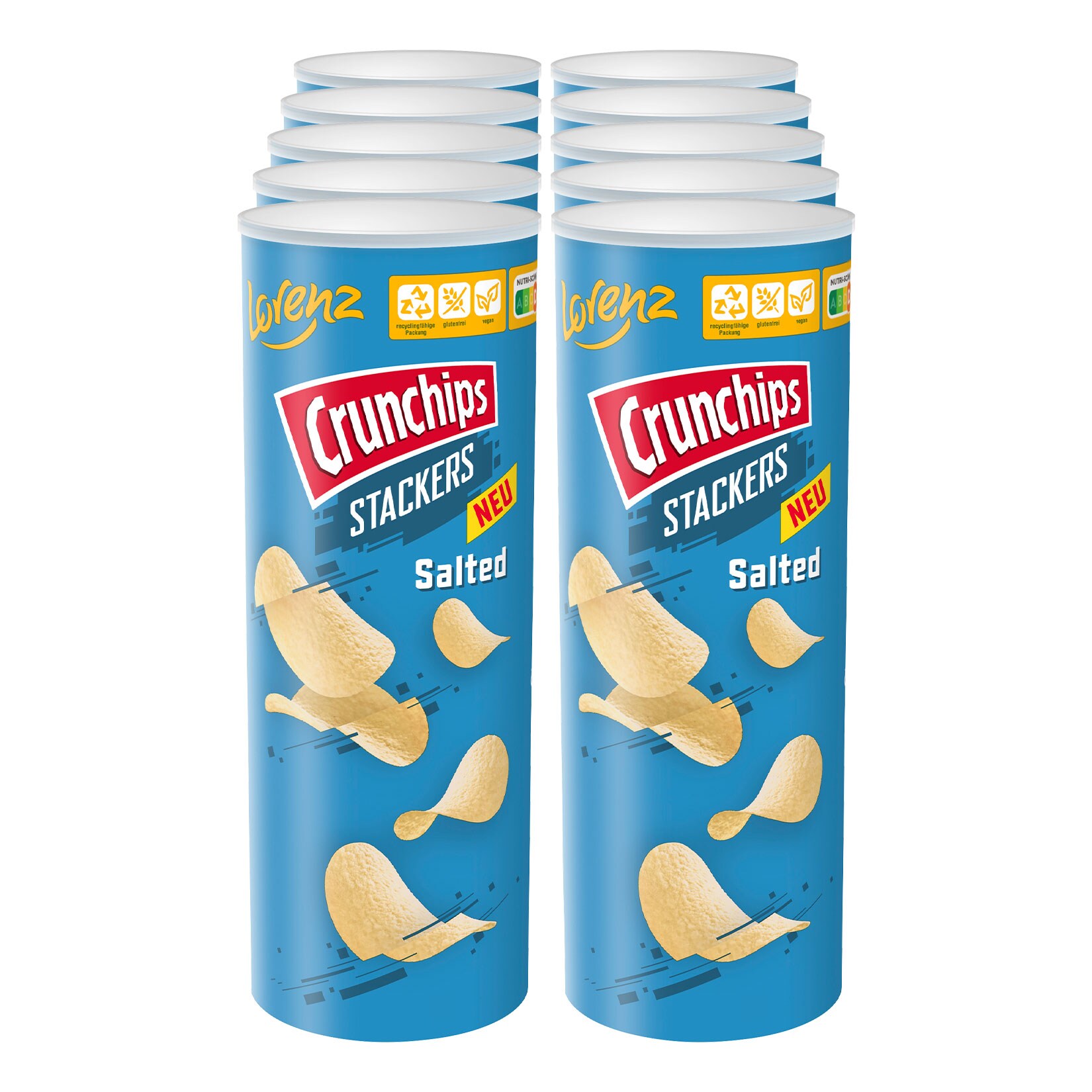 Lorenz Crunchips Stackers Salted 175 g, 10er Pack - Bild 1