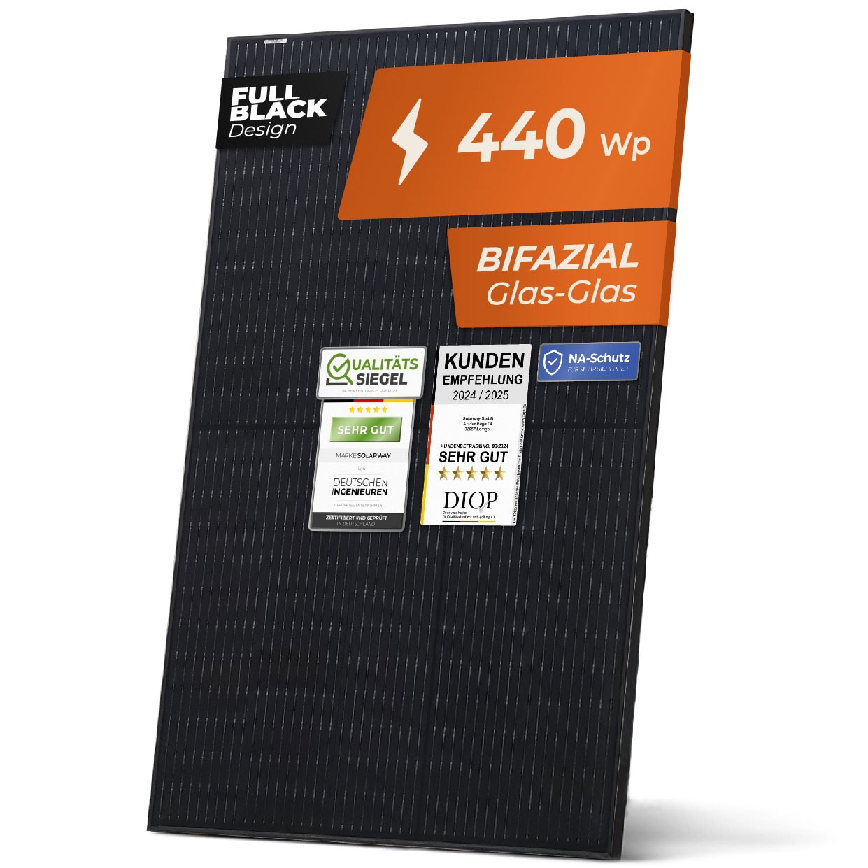 Solarway 440W Solarpanel JA-Solar Full Black Bifazial Glas/Glas PV Panel mit positiver Leistungstoleranz von 0-5 Watt - Bild 1