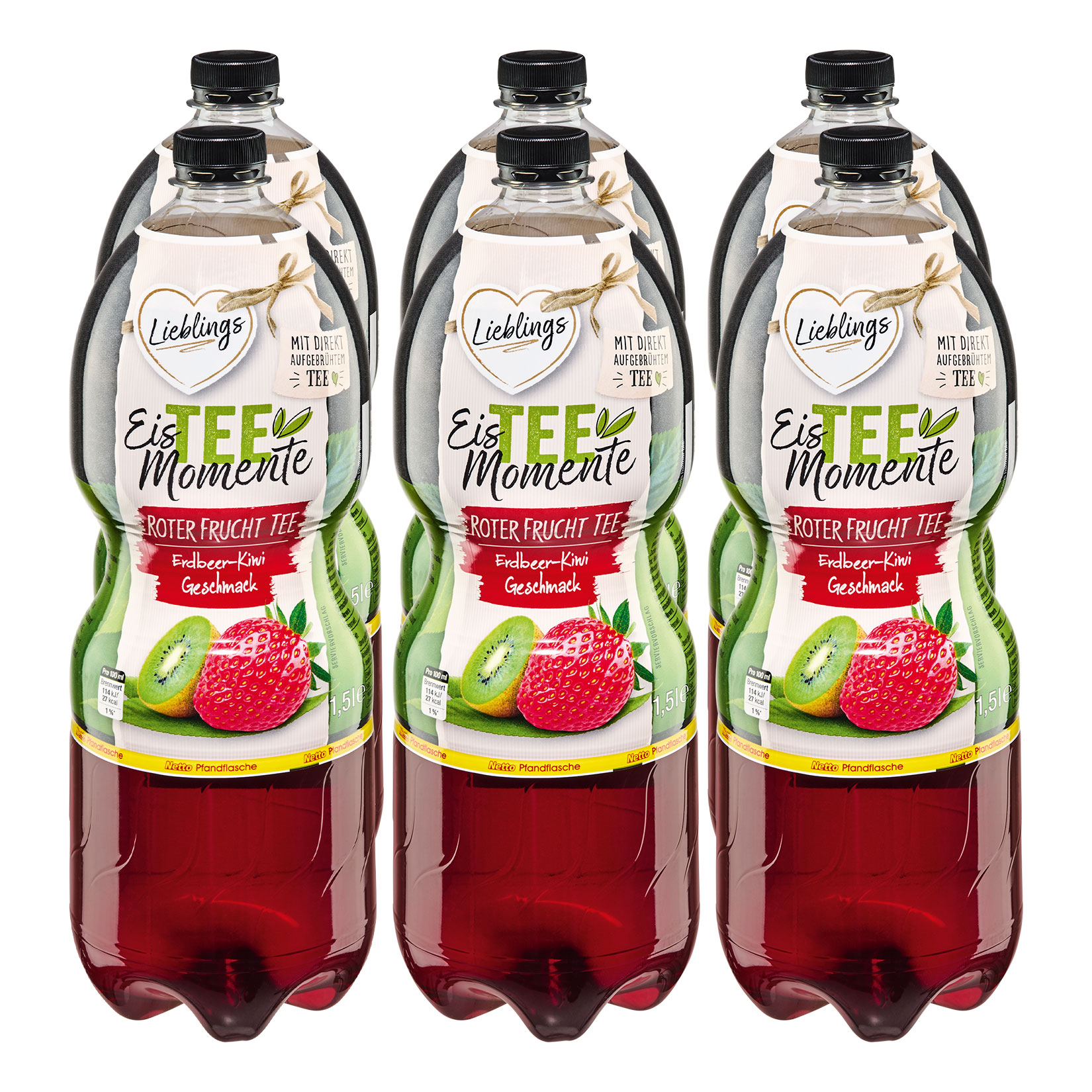 Lieblings Eistee Erdbeer-Kiwi 1,5 Liter, 6er Pack - Bild 1