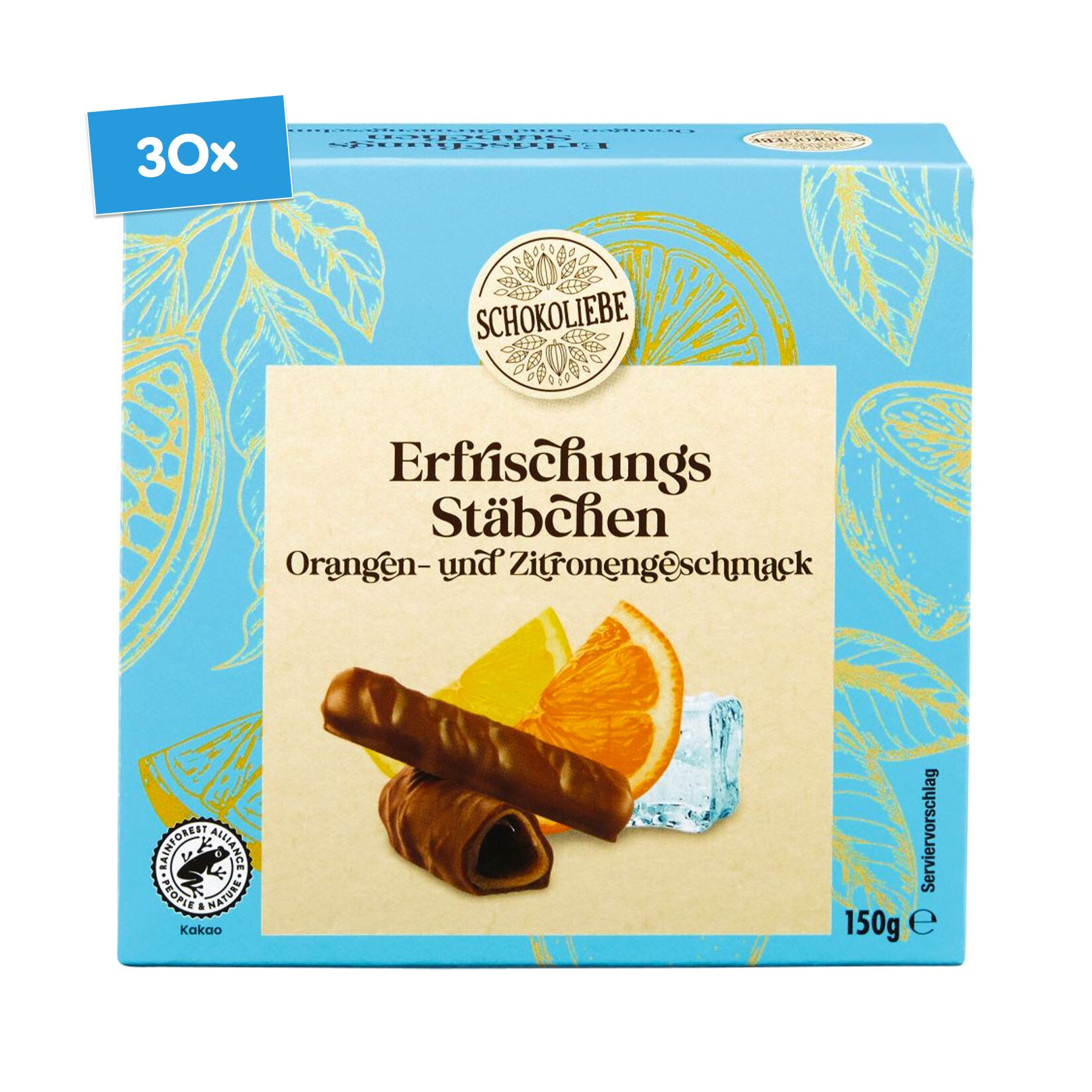 Schokoliebe Erfrischungsst&auml;bchen Orange-Zitrone 150 g , 30er Pack - Bild 1