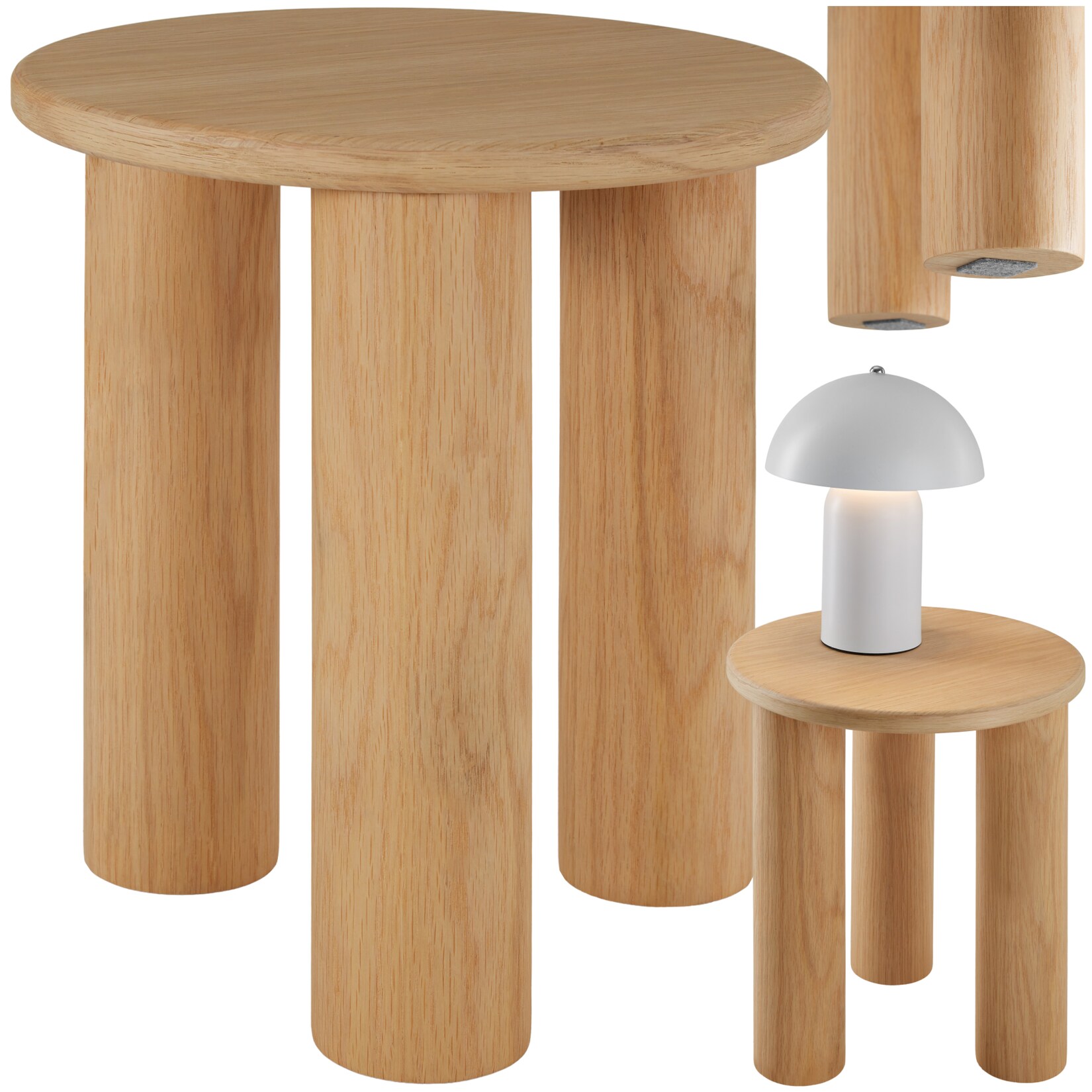 tectake® Beistelltisch, rund, furnierte MDF-Tischplatte, bodenschonende Filzgleiter | 04061173273512
