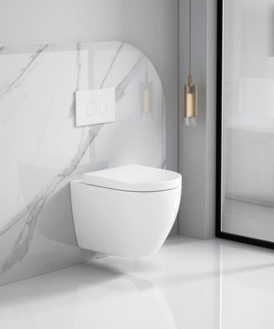 sanicomfort H&auml;nge-WC, Wand-WC-Set Adonis 2.0 mit Turbo Flush Sp&uuml;ltechnik 360&deg; Sp&uuml;lung wei&szlig;, WC-Sitz mit Absenkautomatik sp&uuml;lrandlos - Bild 1