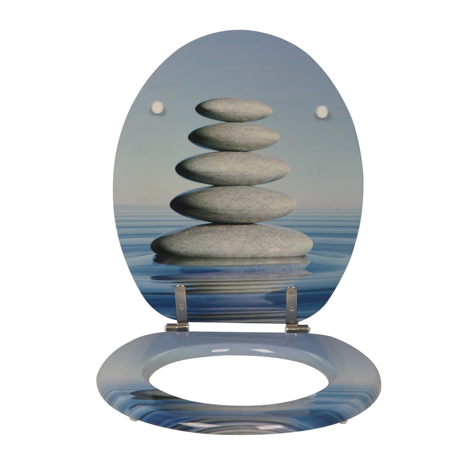 sanicomfort WC Sitz Balance , MDF Holzkern, ohne Absenkautomatik, Toilettensitz mit Klodecken, Klobrille und Deckel, verchromte Metallscharniere, einfache Montage - Bild 1