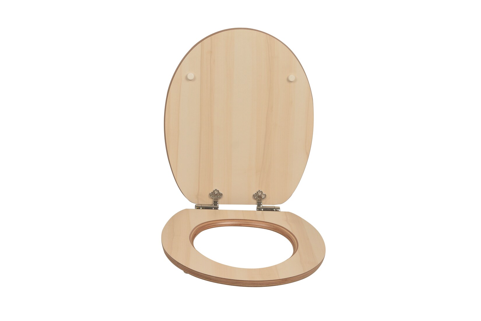sanicomfort WC Sitz Maple matt lackiert , MDF Holzkern, mit Absenkautomatik, Toilettensitz mit Klodecken, Klobrille und Deckel, verchromte Metallscharniere, einfache Montage
