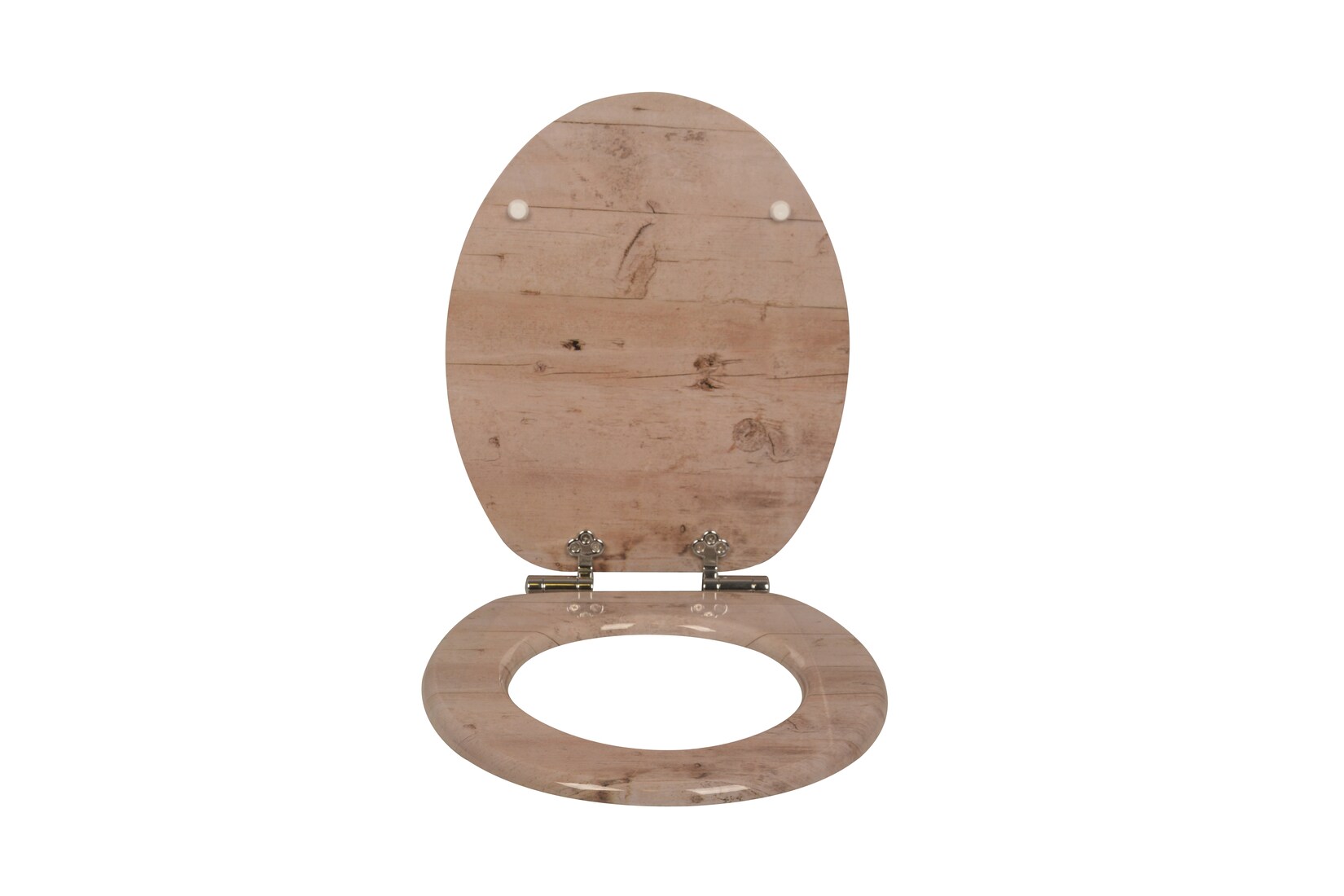 sanicomfort WC Sitz Wood light , MDF Holzkern, mit Absenkautomatik, Toilettensitz mit Klodecken, Klobrille und Deckel, verchromte Metallscharniere, einfache Montage