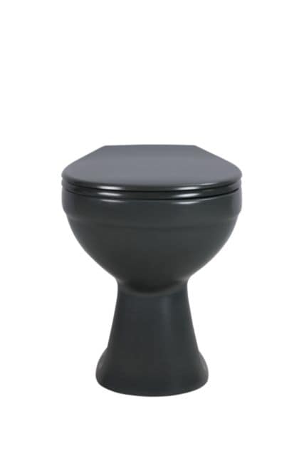 sanicomfort Stand-WC anthrazit matt sp&uuml;lrandlos, Abgang waagrecht, Tiefsp&uuml;ler mit WC-Sitz mit Absenkautomatik - Bild 1