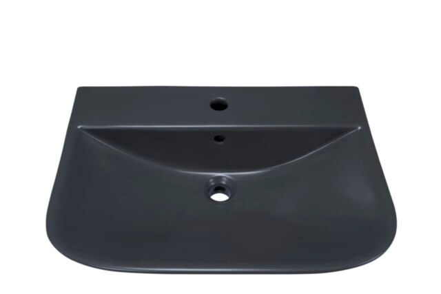 sanicomfort Waschbecken Rivo 60 cm dunkelgrau matt, Hänge Waschtisch aus Keramik