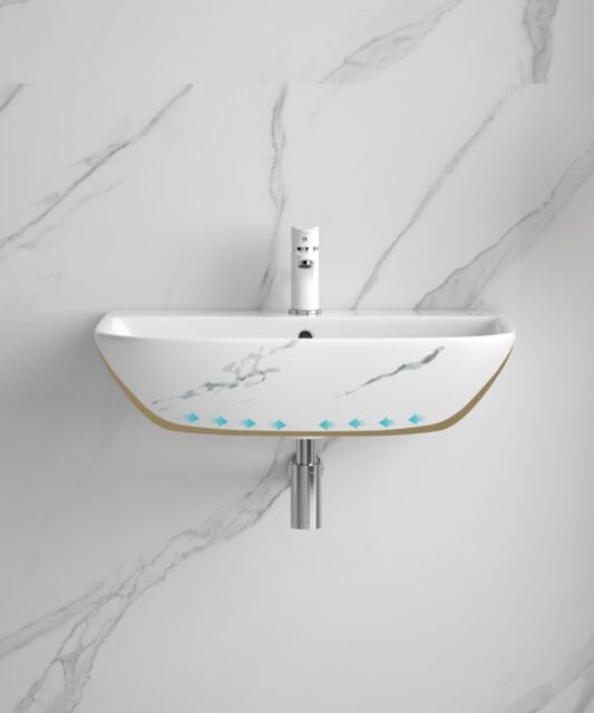 sanicomfort Waschbecken Rivo 60 cm marmor, Hänge Waschtisch aus Keramik