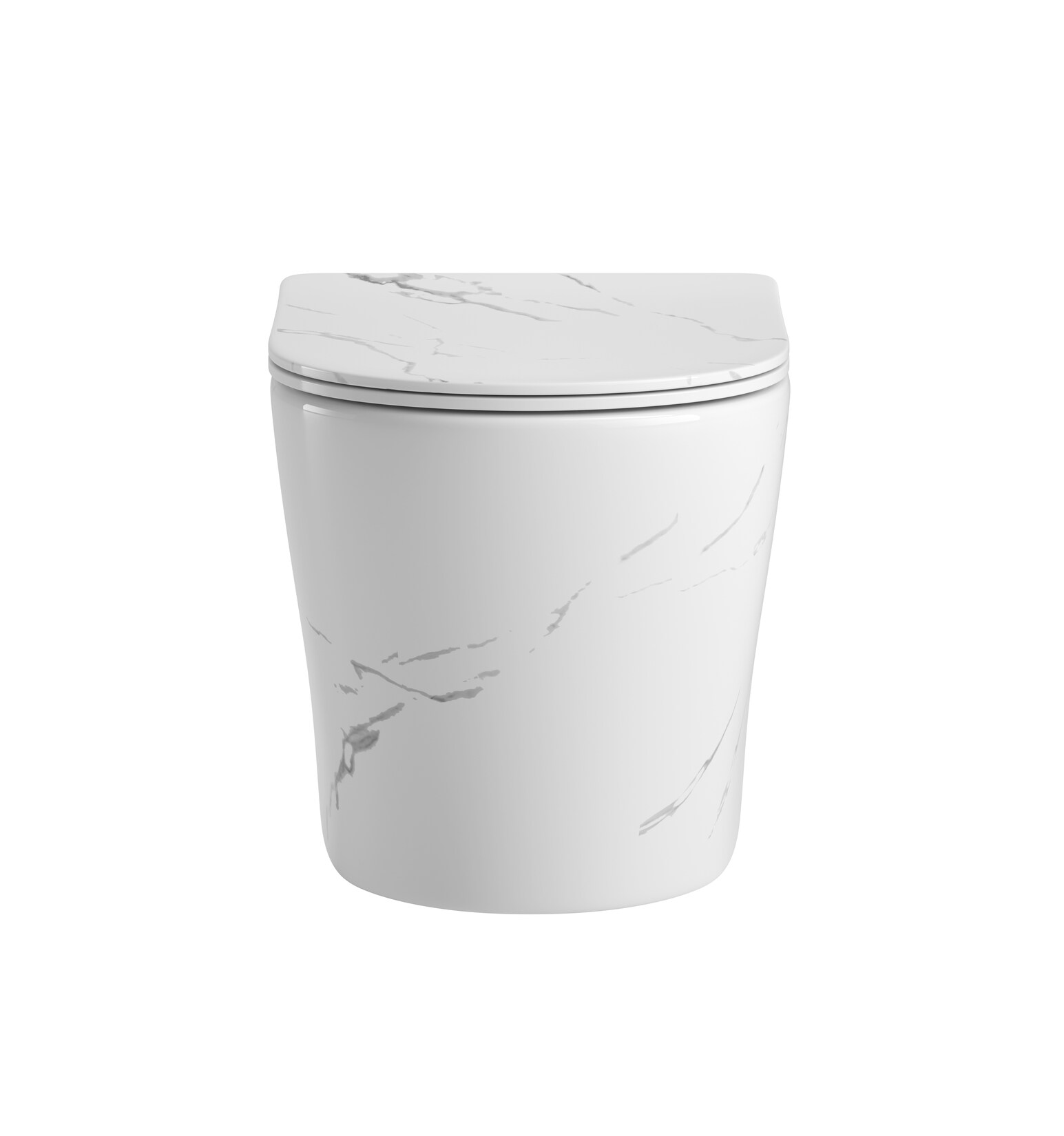 sanicomfort Hänge WC Set Nakia – Spülrandloses, Hygienisches Wand-WC Tiefspüler aus Hochwertiger Sanitärkeramik in Marmor, Kompakt, Modern inkl. Soft-Close WC-Sitz