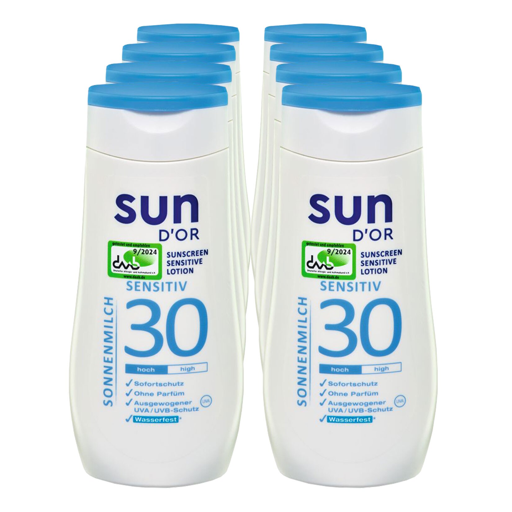 SunDor Sonnenmilch sensitiv LSF 30 250ml, 8er Pack - Bild 1