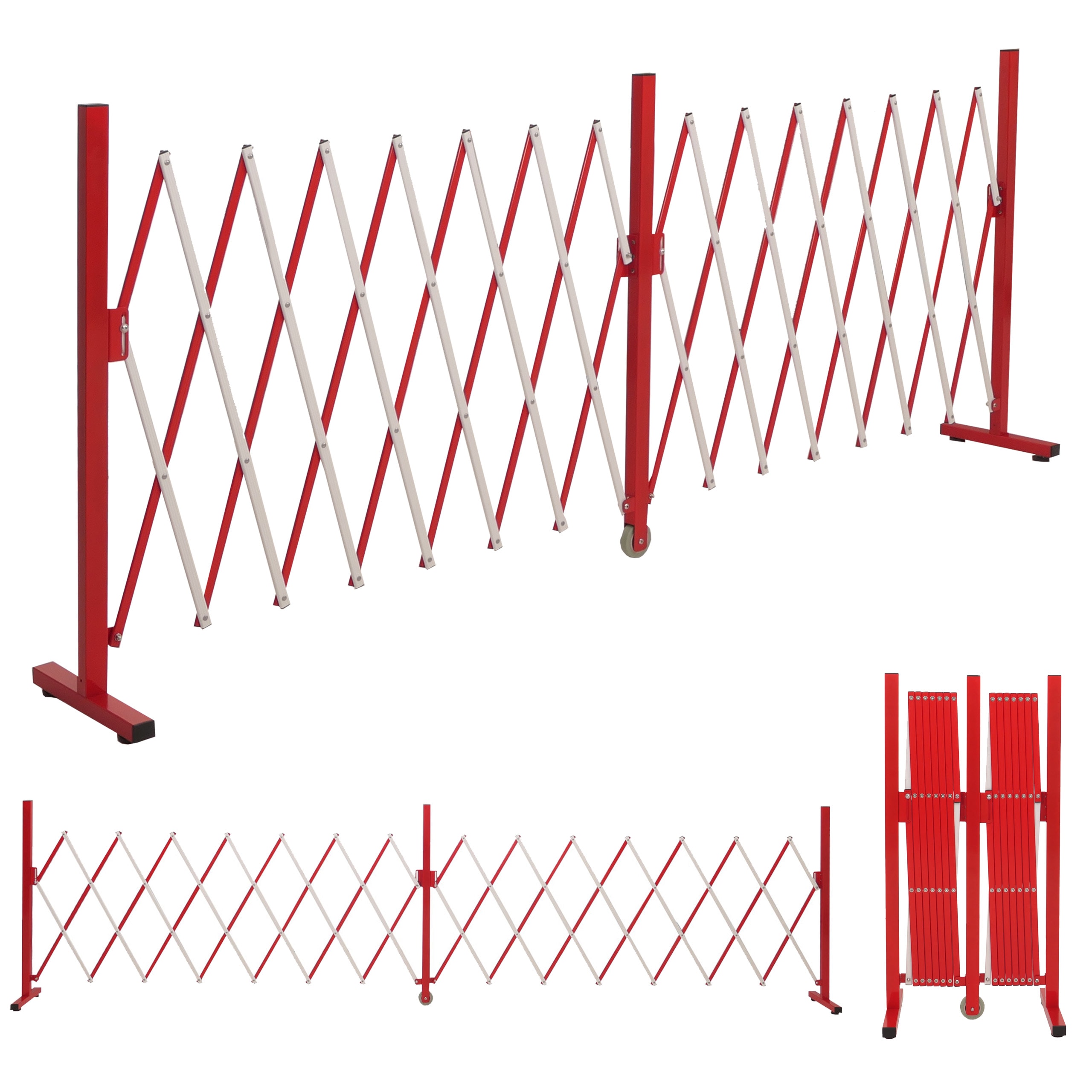 Alu Absperrgitter MCW-B34, Zaun Schutzgitter Scherengitter Trenngitter, ausziehbar 103x53-411cm ~ rot-wei&szlig; - Bild 1
