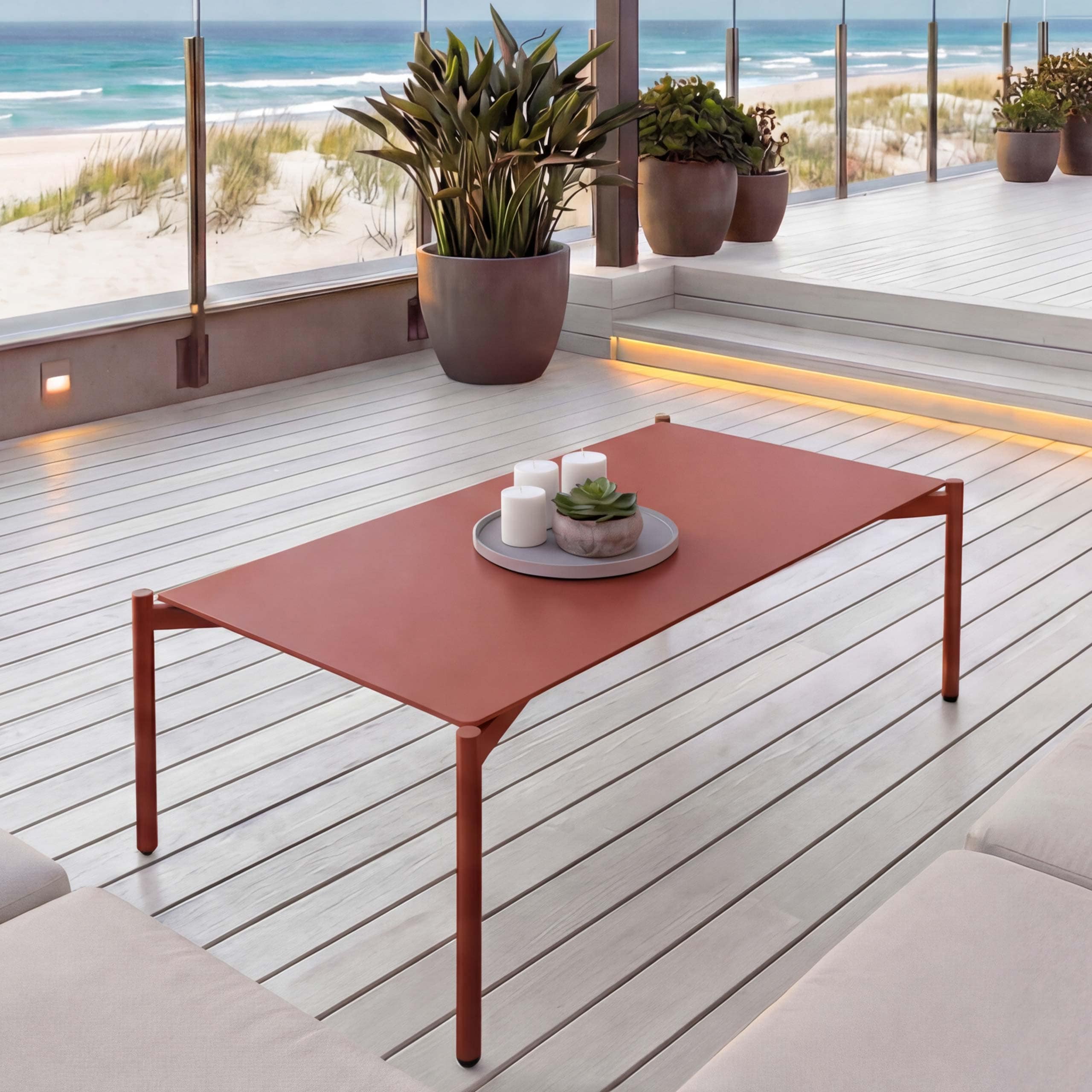 Aluminium-Gartentisch MCW-O11, Outdoor Kaffeetisch Tisch Balkontisch, 105x65cm ~ terrakotta - Bild 1