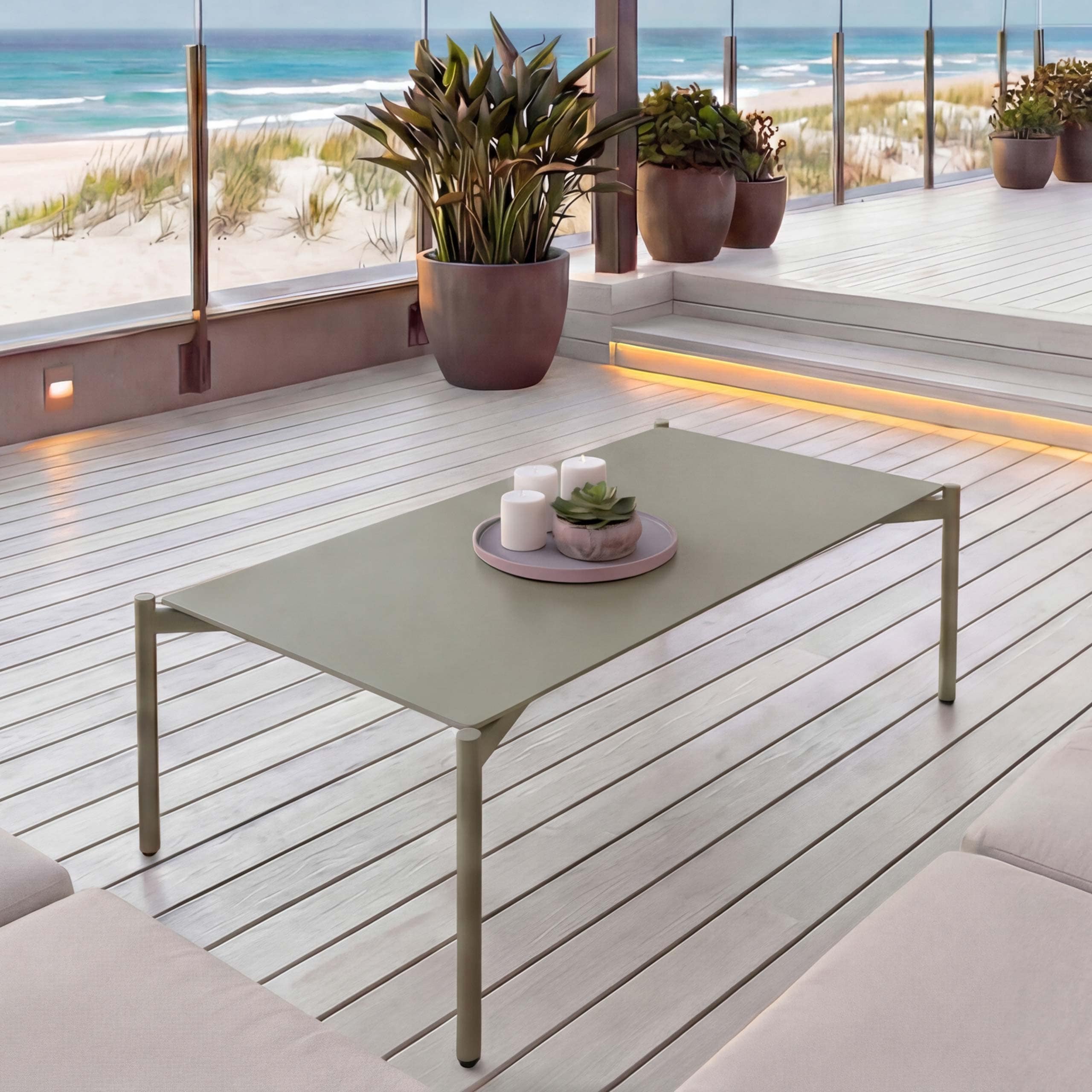 Aluminium-Gartentisch MCW-O11, Outdoor Kaffetisch Tisch Balkontisch, 105x65cm ~ hellgr&uuml;n - Bild 1