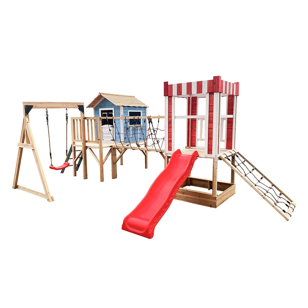 Home Deluxe Spielpark inkl. Schaukel und Rutsche WUNDERLAND Blau - 555 x 340 cm - Bild 1