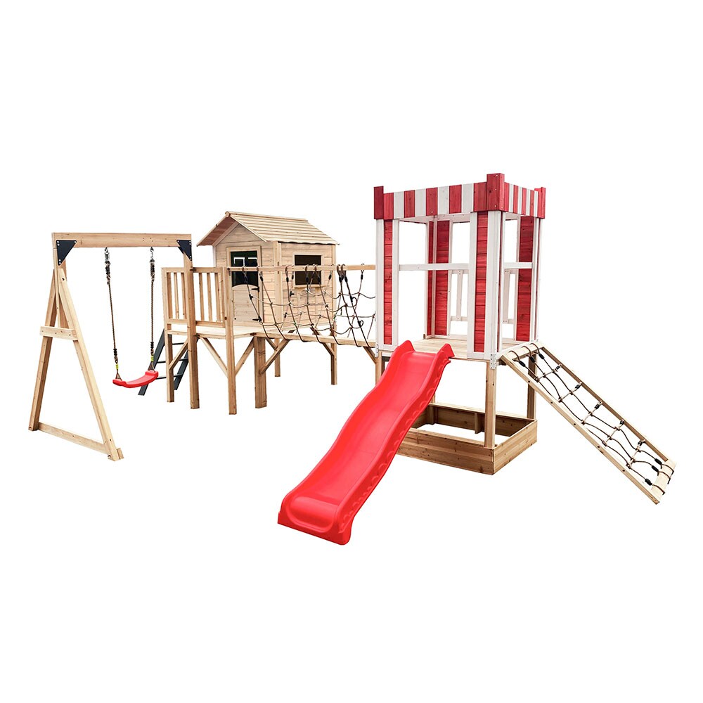 Home Deluxe Spielpark inkl. Schaukel und Rutsche WUNDERLAND Natur – 555 x 340 cm | 04058166431547