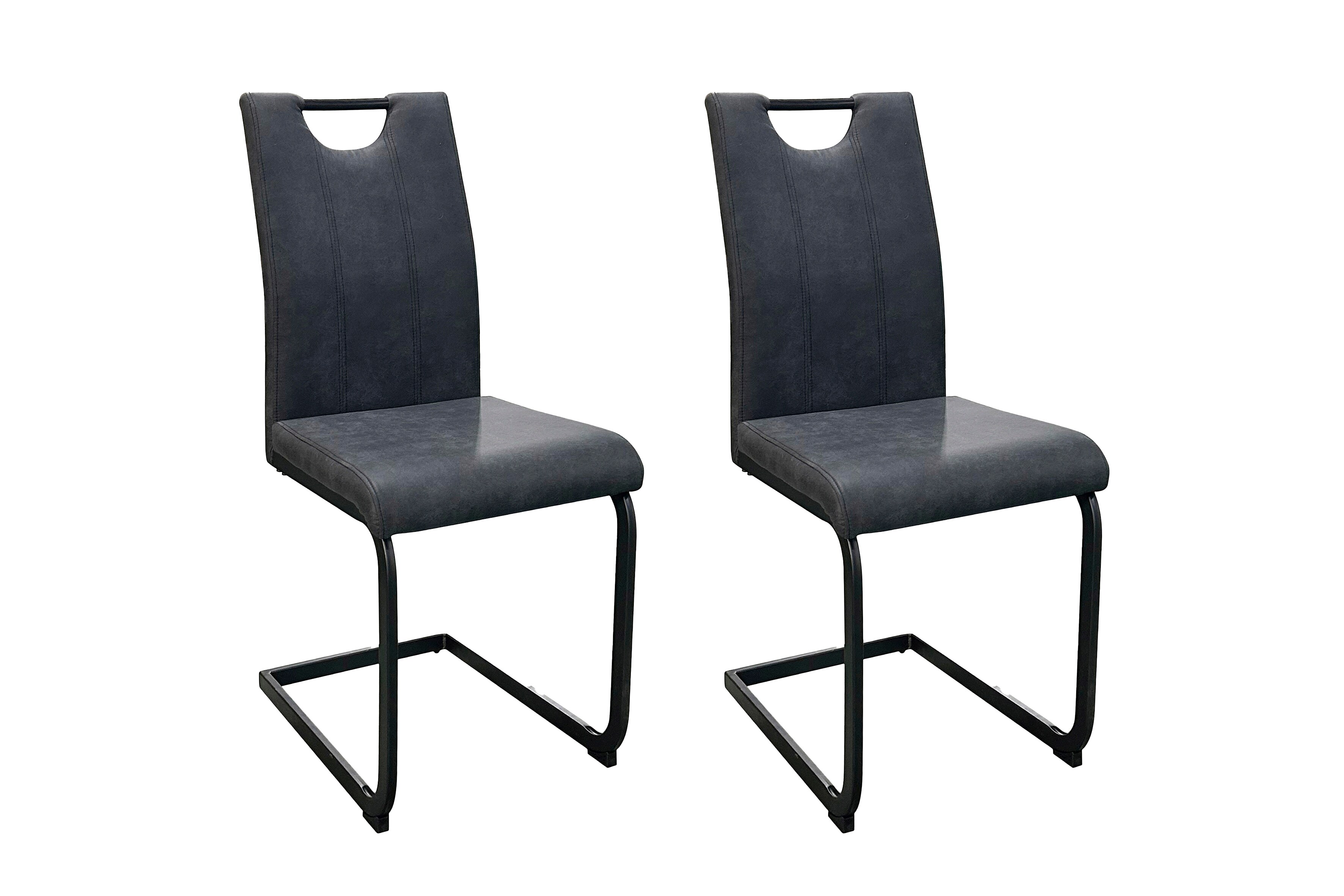 byLIVING Esszimmerstuhl BANFF, 2-er Set, Bezug anthrazit, Gestell Metall schwarz - Bild 1