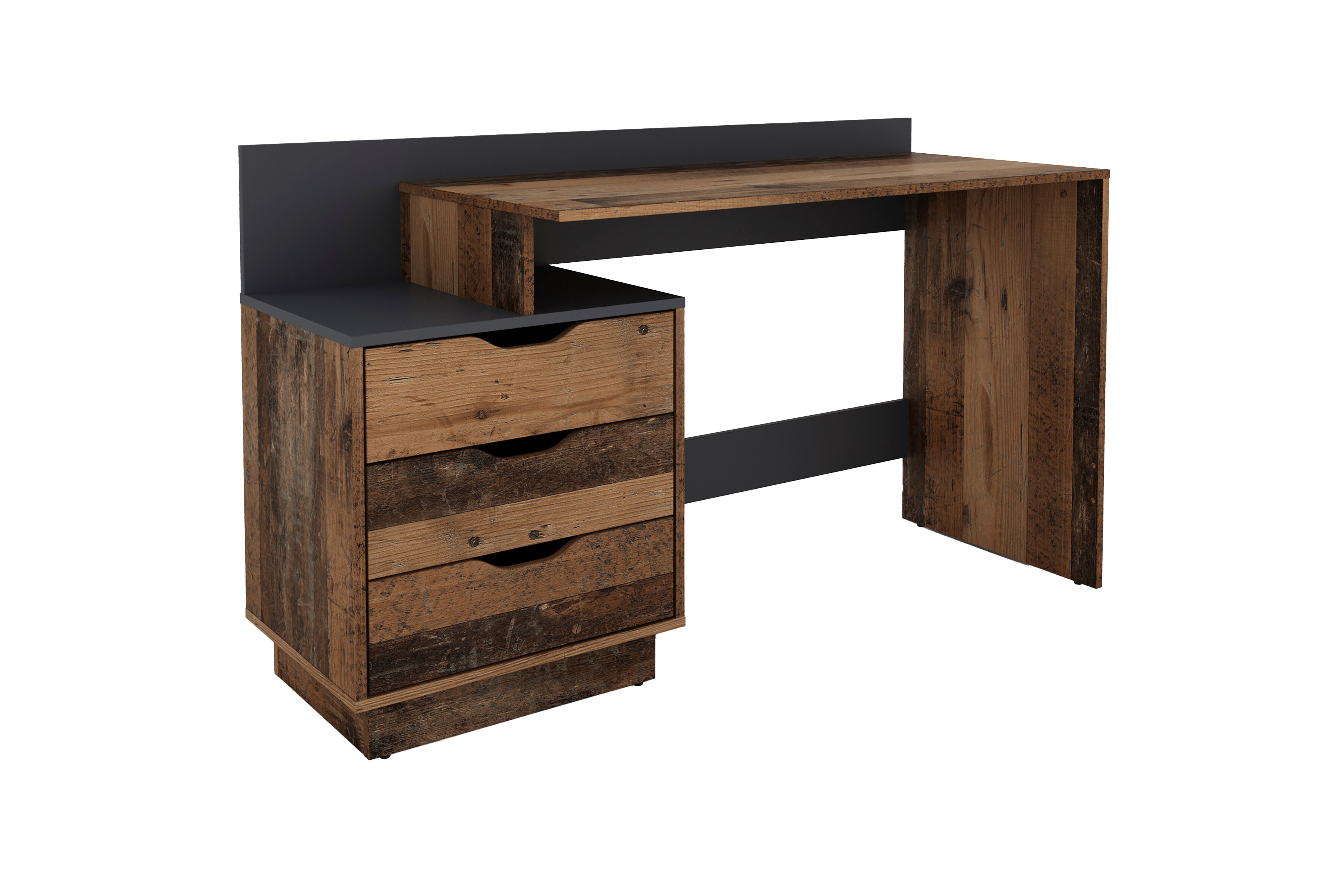 byLIVING Schreibtisch BELFAST, Breite 138 cm, Old Wood (Altholz-Optik)/anthrazit - Bild 1