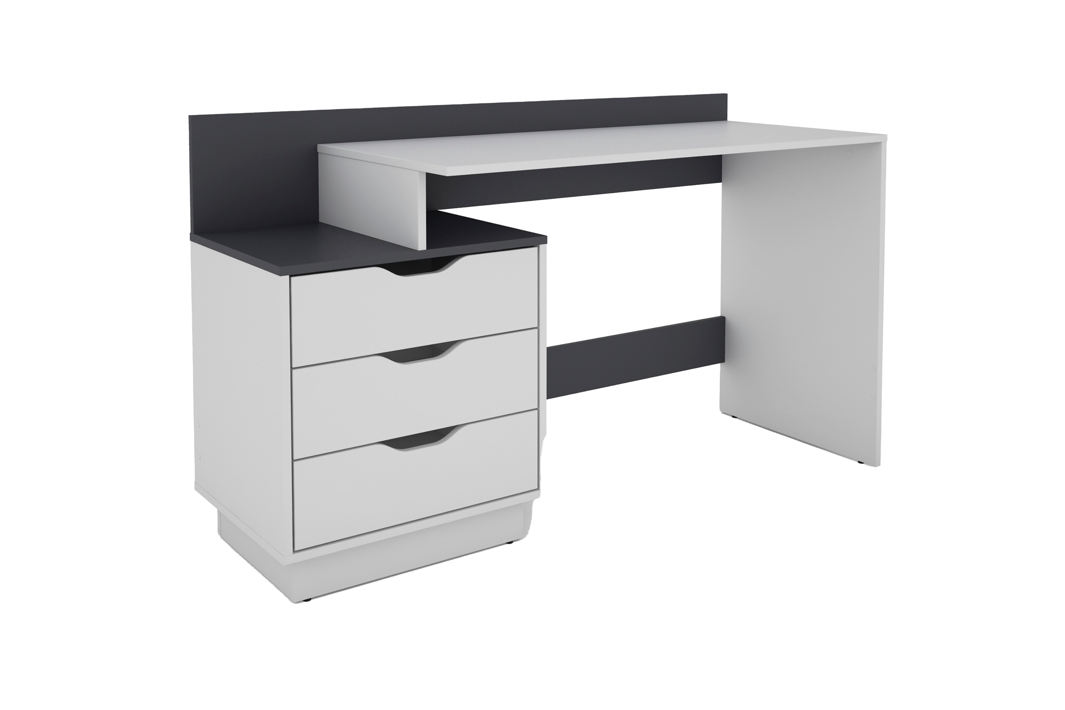 byLIVING Schreibtisch BELFAST, Breite 138 cm, wei&szlig;/anthrazit, 3 Schubk&auml;sten - Bild 1