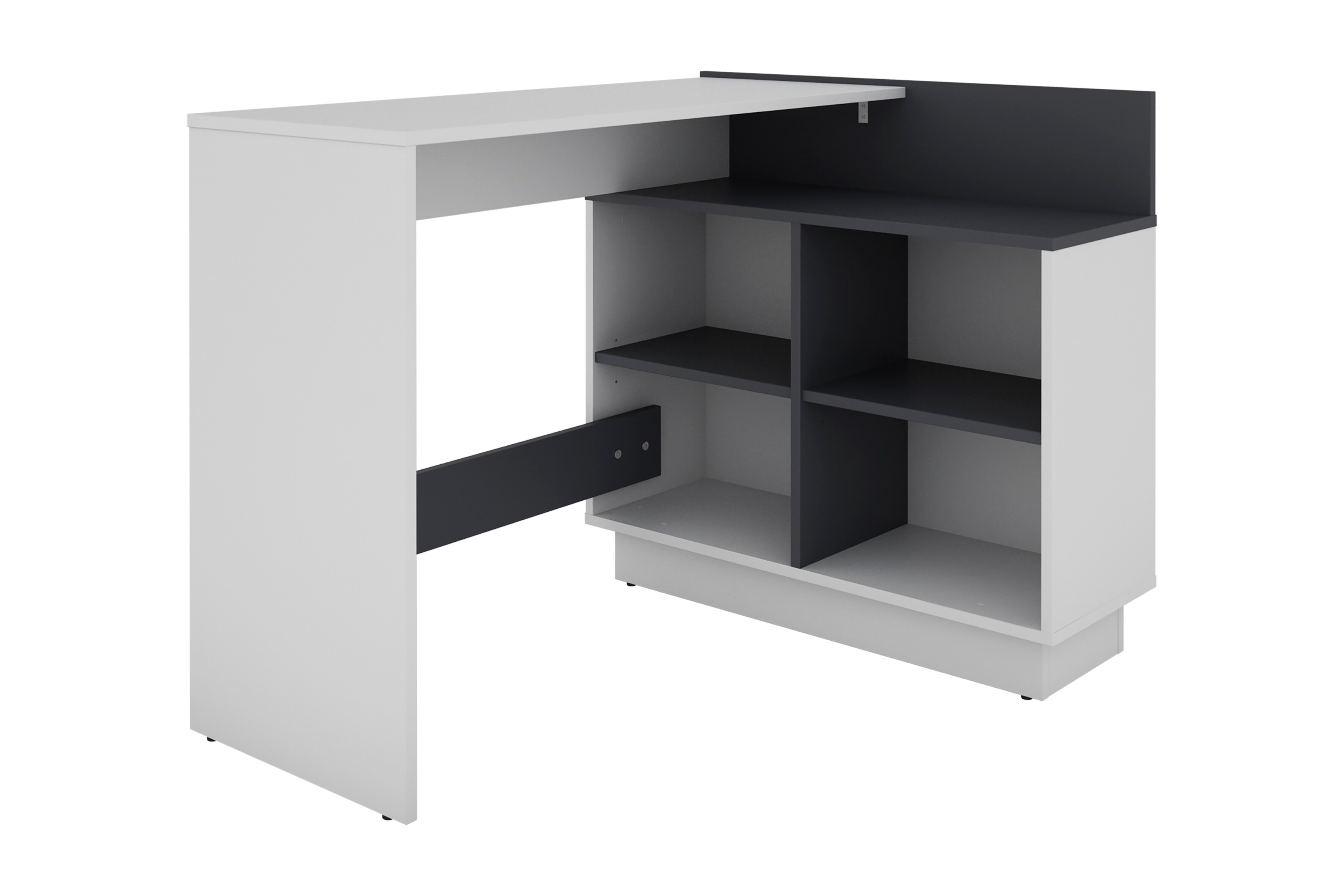 byLIVING Schreibtisch BERNI, 102 cm, wei&szlig;/graphit, links u. rechts montierbar - Bild 1