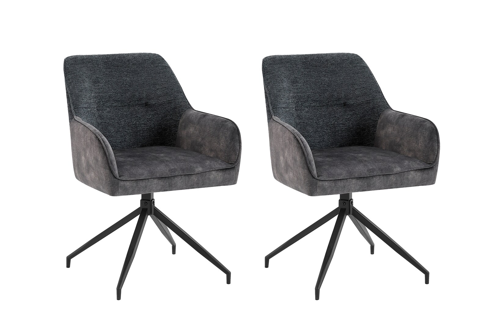 byLIVING Esszimmerstuhl JACKY, 2-er Set, Bouclébezug anthrazit, Gestell schwarz