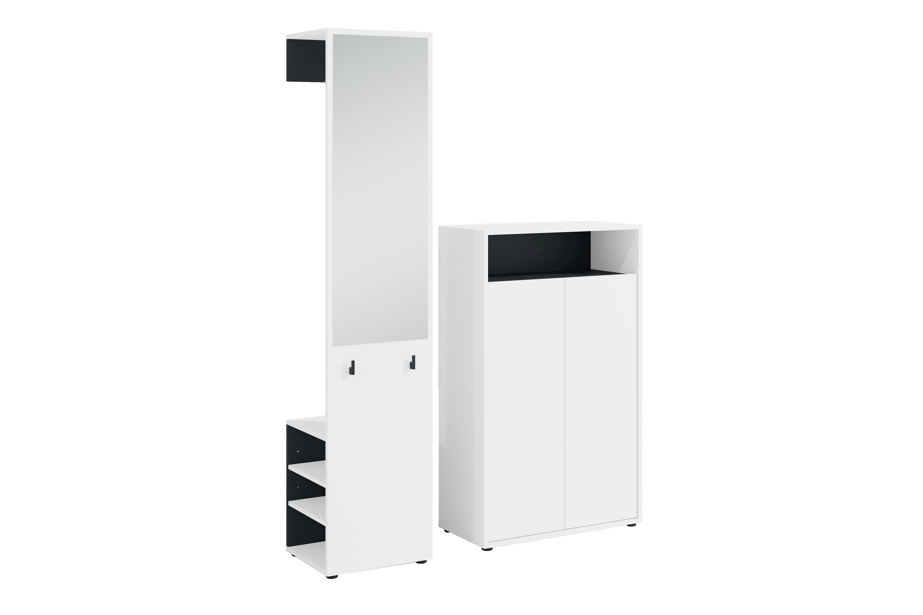 byLIVING Garderoben-Set LYON, Breite 110 cm, wei&szlig;/schwarz - Bild 1