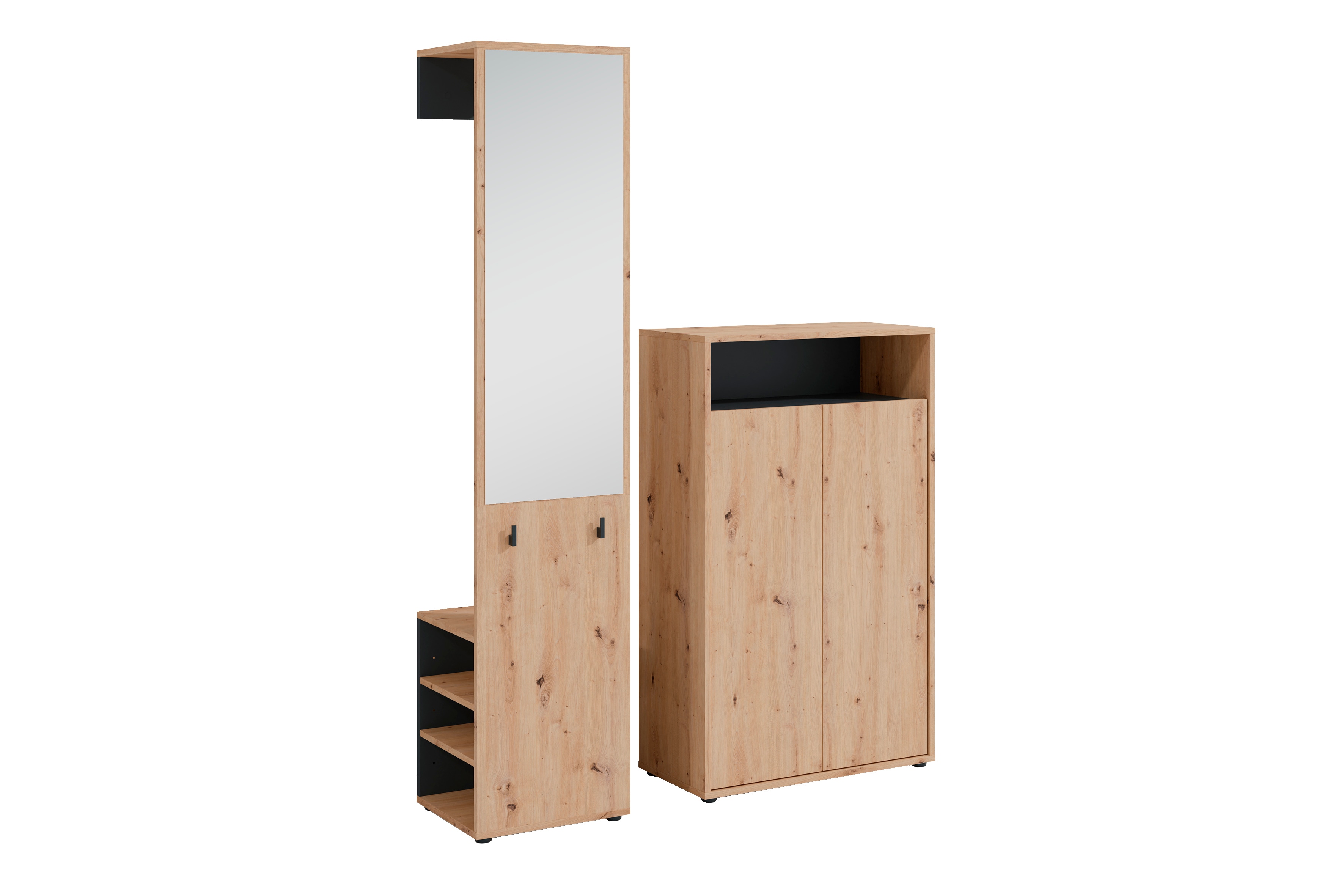 byLIVING Garderoben-Set LYON, Breite 110 cm, Artisan Eiche (Eiche-Optik)/schwarz - Bild 1