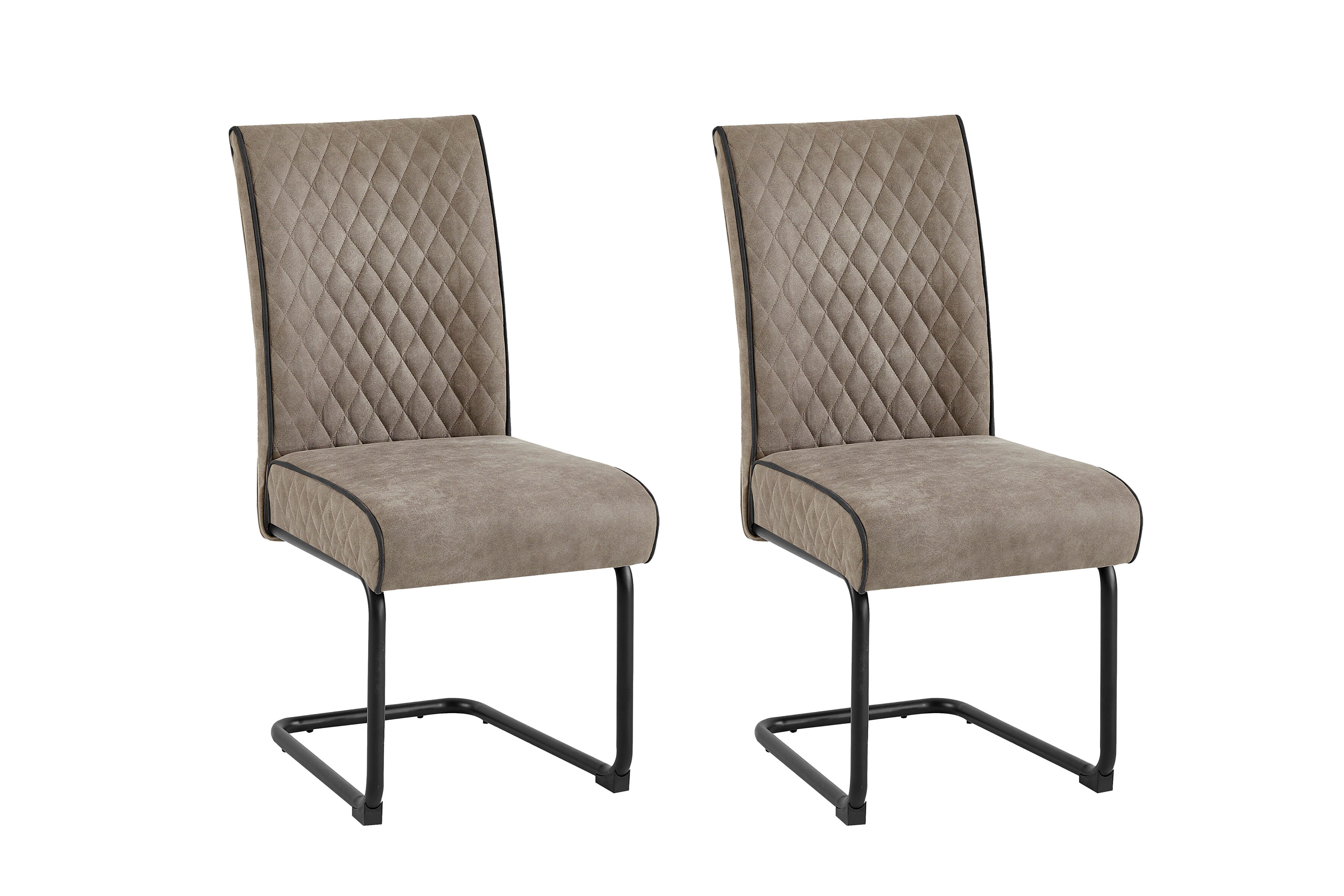 byLIVING Esszimmerstuhl MARIA-XXL, 2-er Set, Bezug taupe, Gestell Metall schwarz - Bild 1