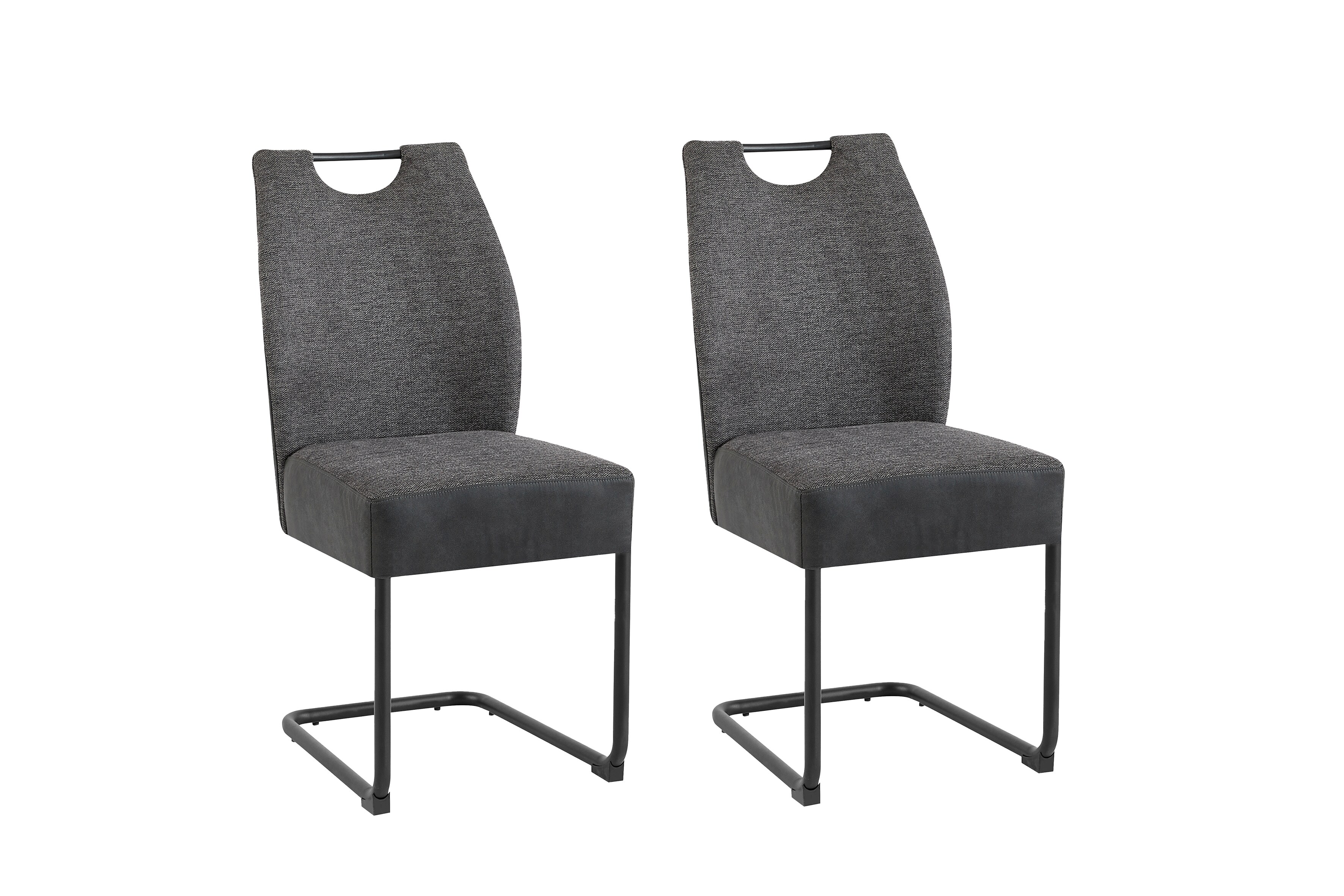 byLIVING Esszimmerstuhl PETER, 2-er Set, Bezug anthrazit, Gestell Metall schwarz - Bild 1