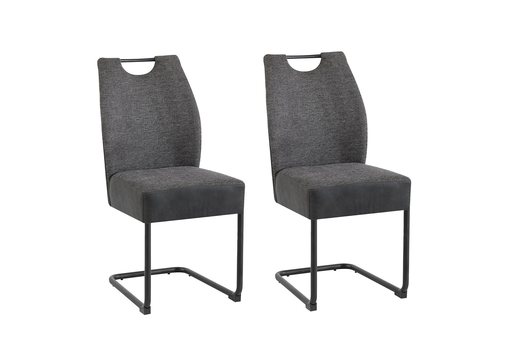 byLIVING Esszimmerstuhl PETER, 2-er Set, Bezug anthrazit, Gestell Metall schwarz