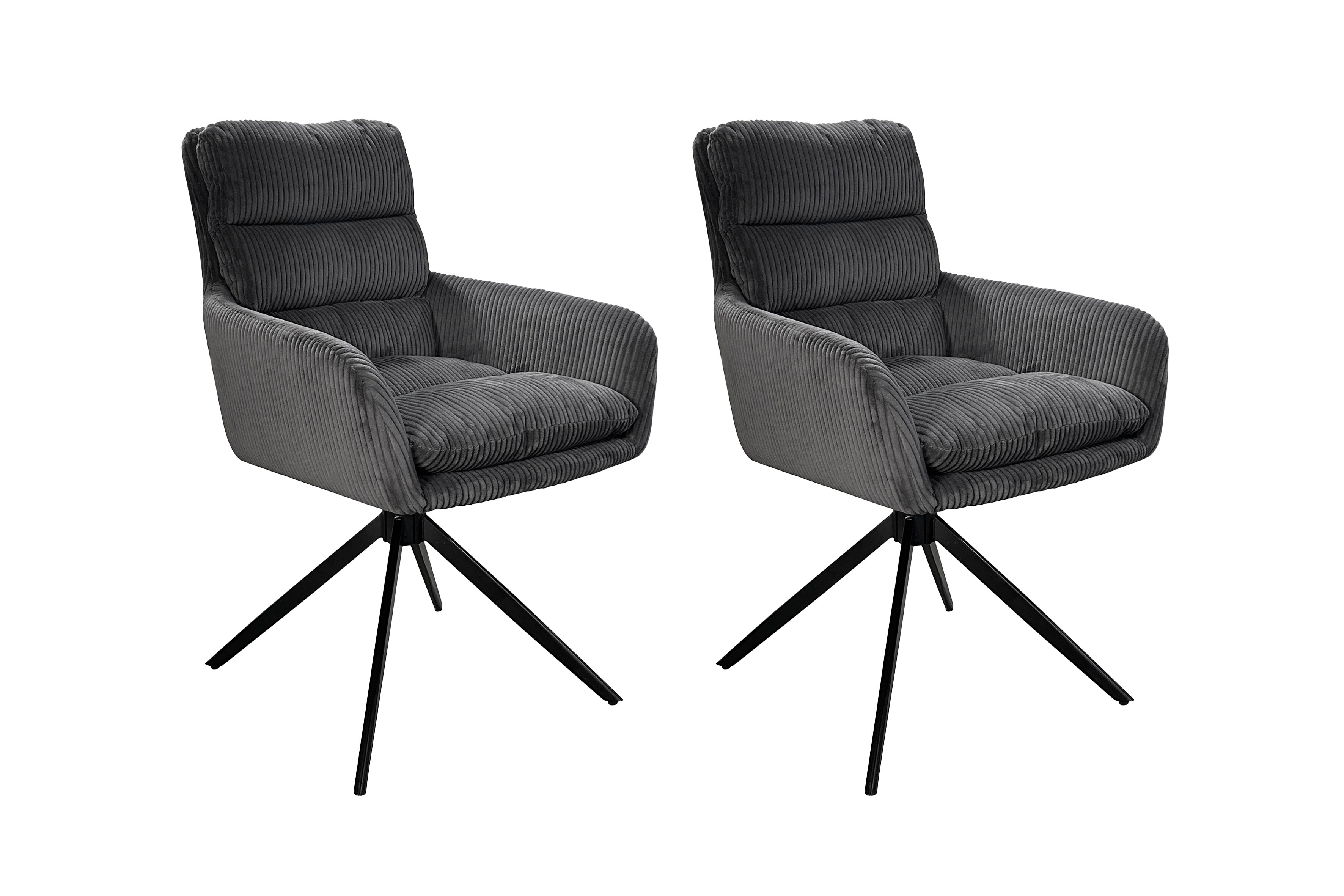 byLIVING Esszimmerstuhl PURA, 2-er Set, Cordbezug dunkelgrau, Gestell schwarz - Bild 1