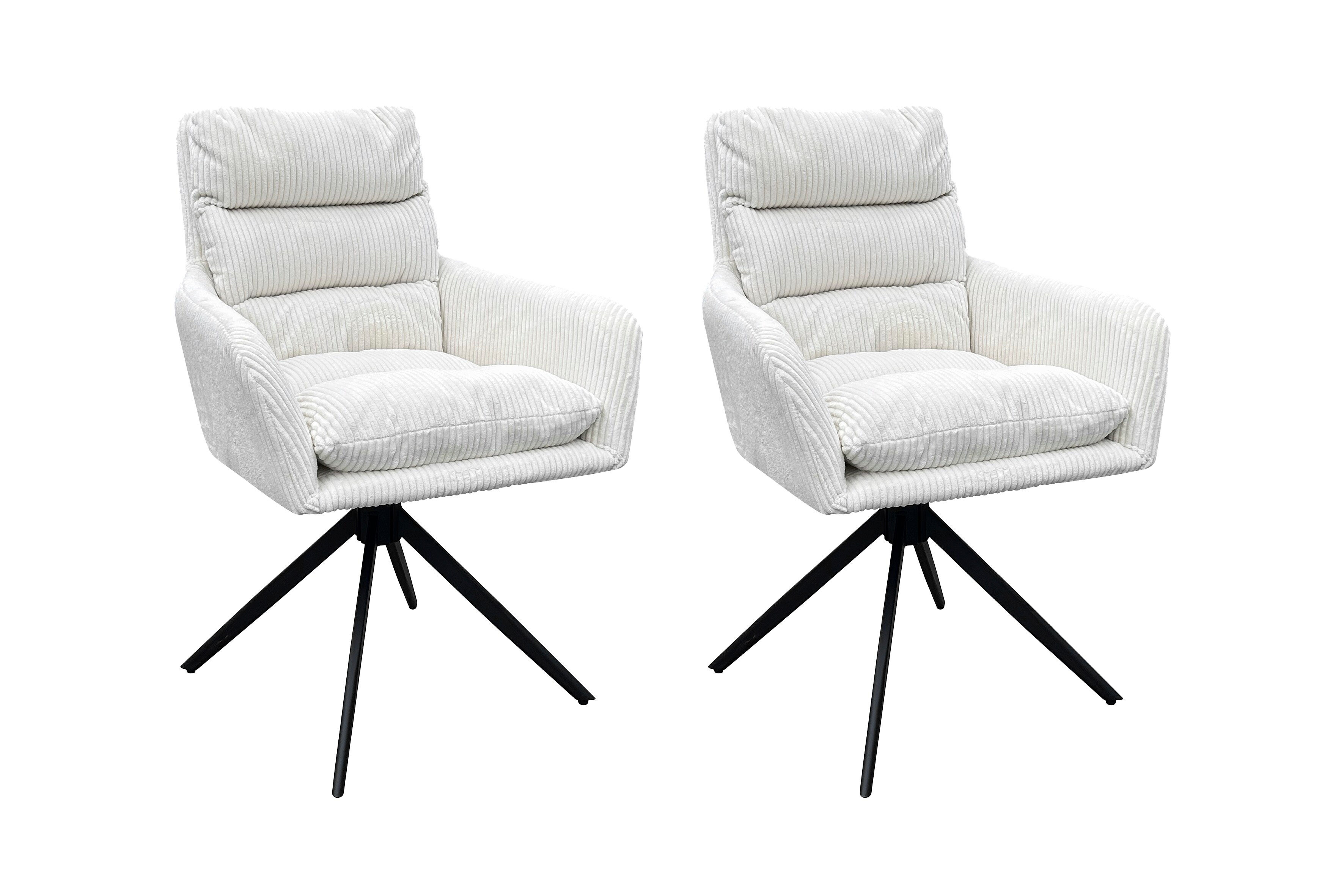 byLIVING Esszimmerstuhl PURA, 2-er Set, Cordbezug off-white, Gestell schwarz - Bild 1