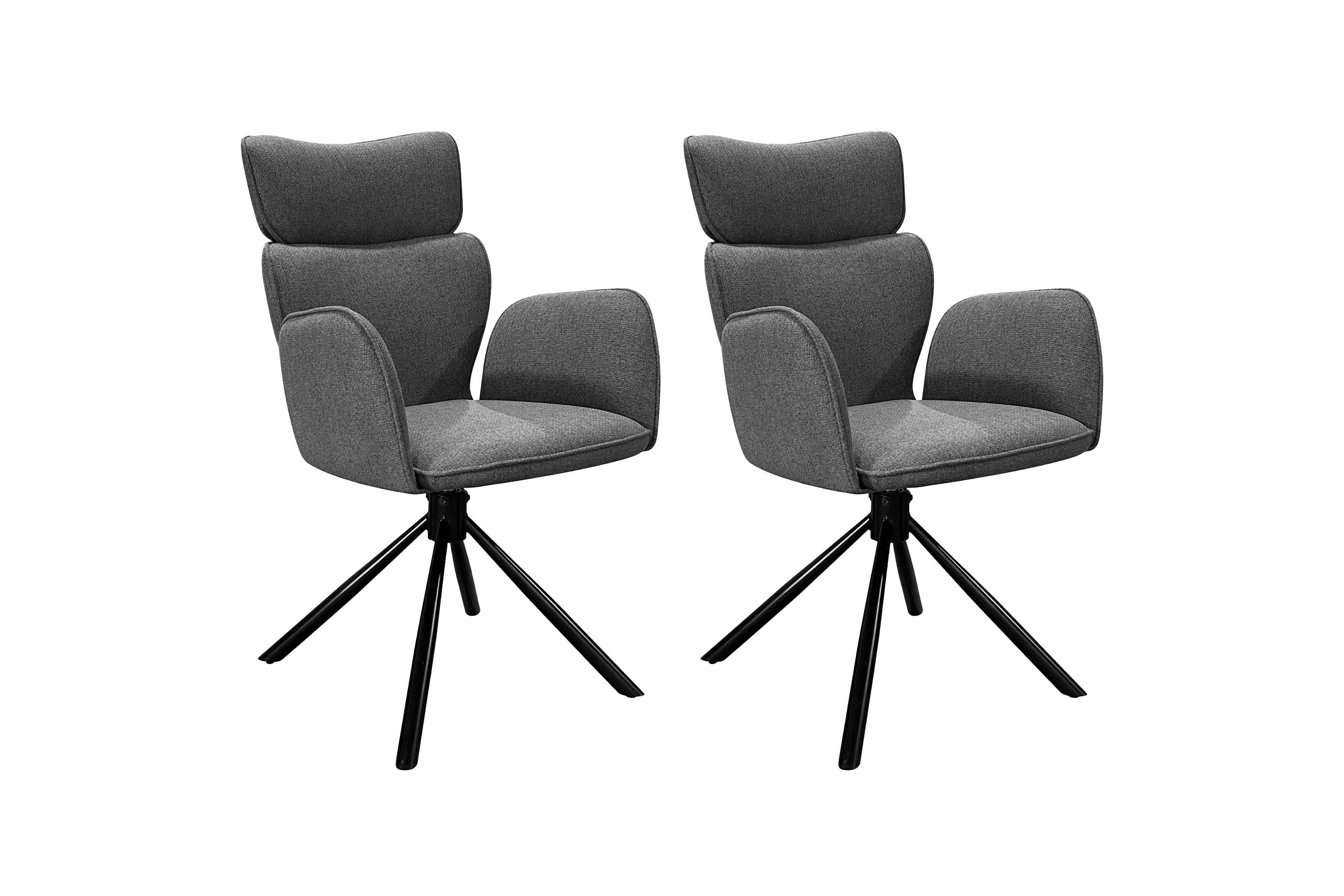 byLIVING Esszimmerstuhl SEATTLE, 2-er Set, Webstoff anthrazit, Gestell schwarz - Bild 1