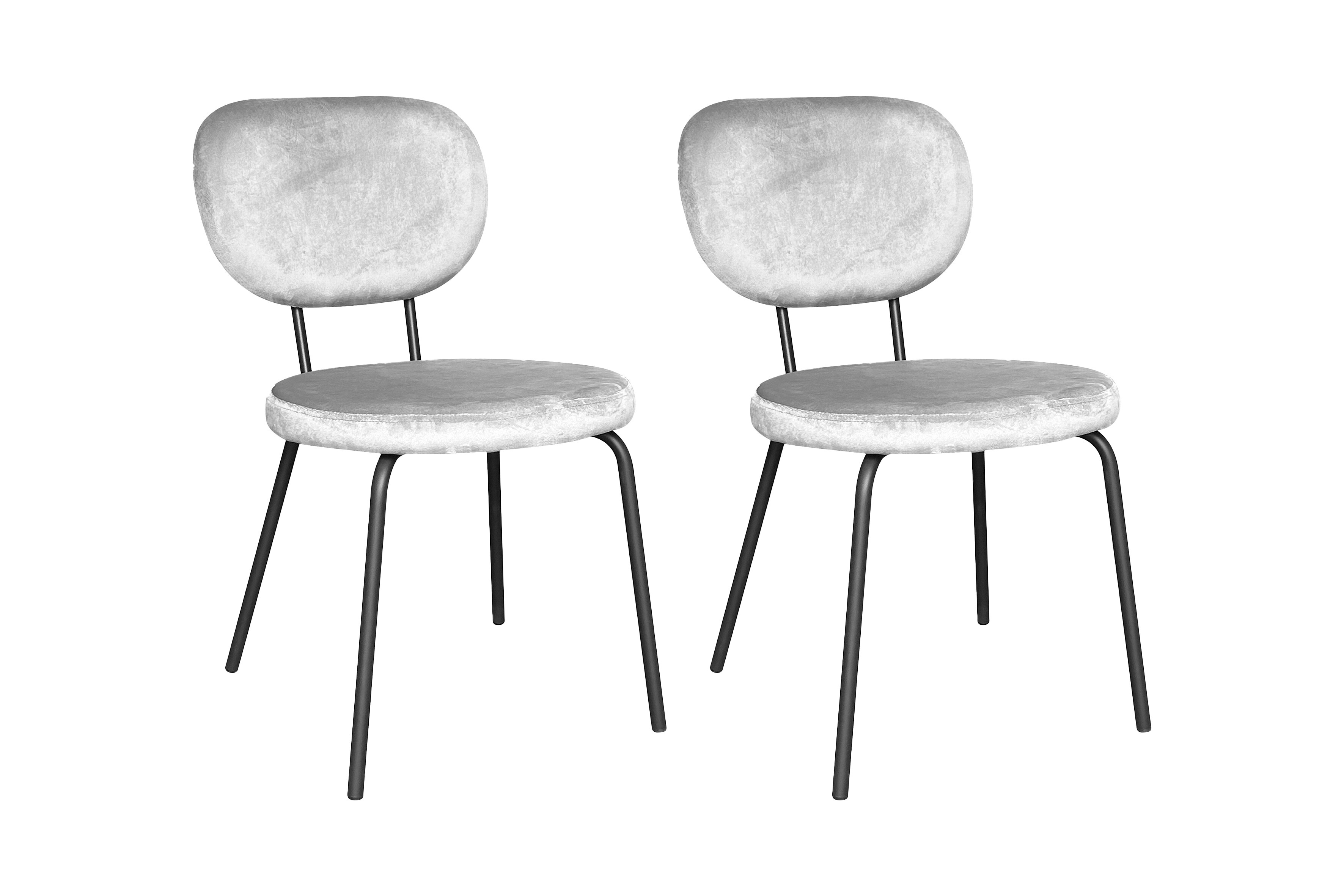 byLIVING Esszimmerstuhl STACK, 2-er Set, Samtbezug grau, Gestell Metall schwarz - Bild 1