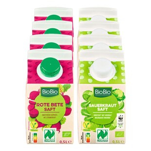 BioBio Sauerkraut- / Rote Bete Saft 0,5 Liter, 8er Pack - Bild 1